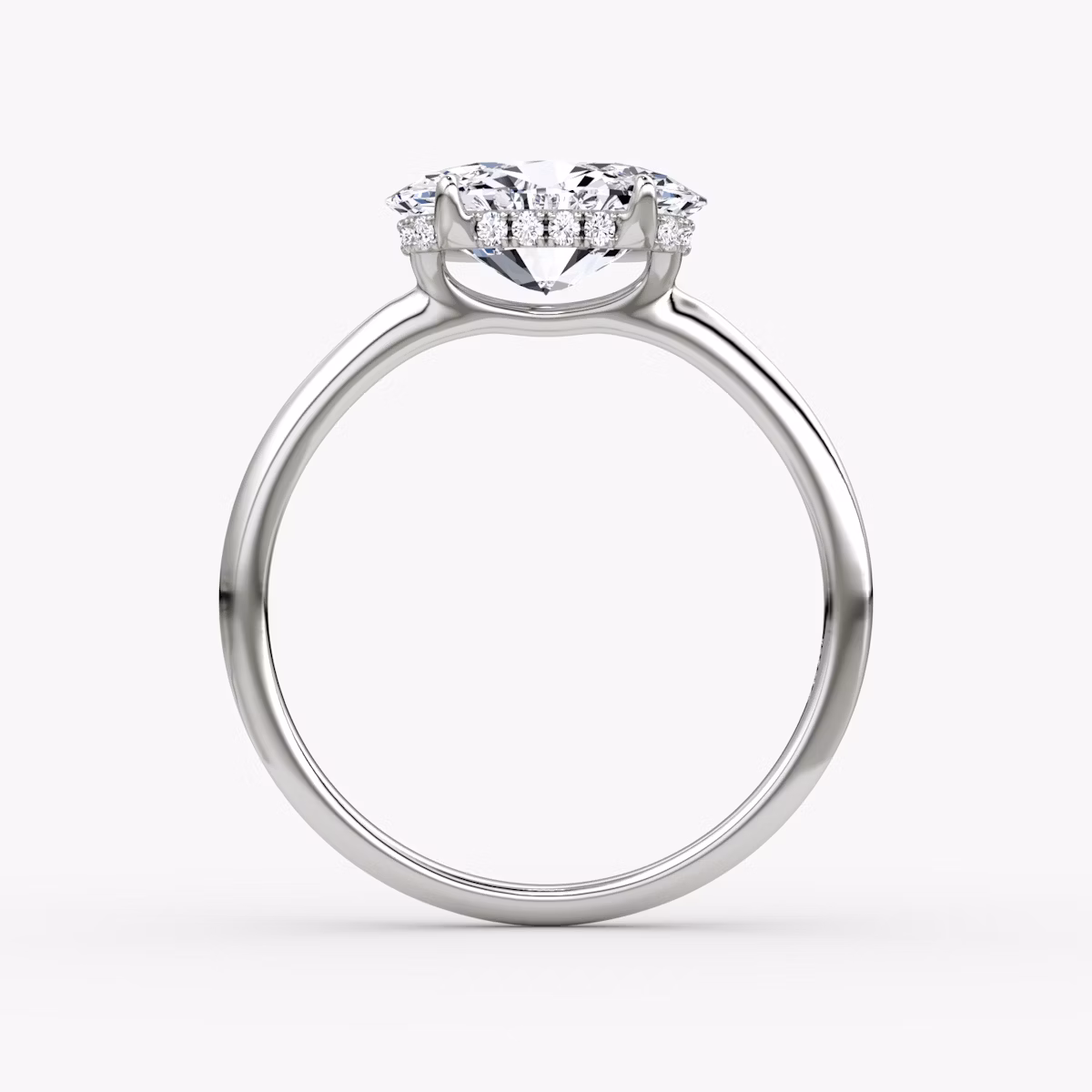 The Signature | Oval | 18k | White Gold | bandAccent: Plain | bandWidth: standard | diamondOrientation: horizontal | hiddenHalo: yes | caratWeight: other