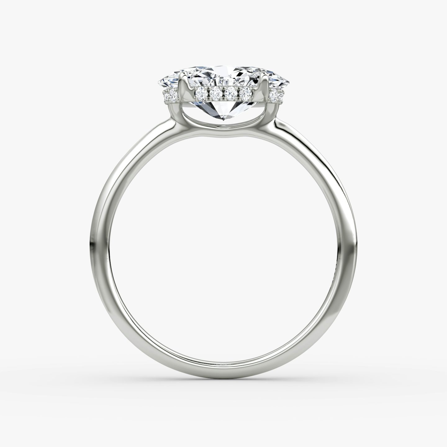 The Signature | Oval | Platinum | bandAccent: Plain | bandWidth: standard | diamondOrientation: horizontal | hiddenHalo: yes | caratWeight: other
