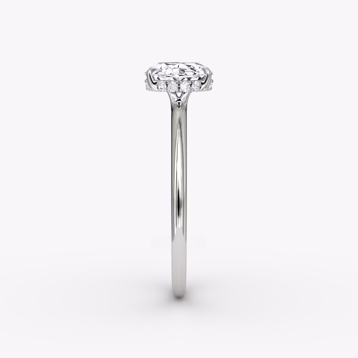 The Signature | Oval | 18k | White Gold | bandAccent: Plain | bandWidth: standard | diamondOrientation: horizontal | hiddenHalo: yes | caratWeight: other