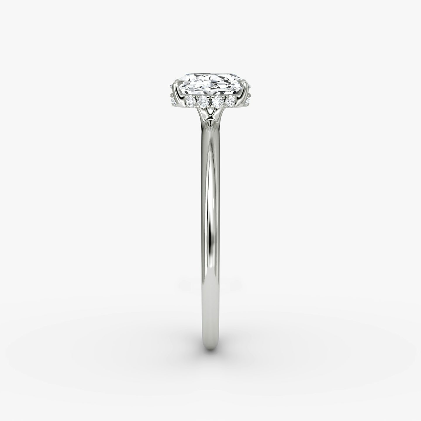 The Signature | Oval | Platinum | bandAccent: Plain | bandWidth: standard | diamondOrientation: horizontal | hiddenHalo: yes | caratWeight: other
