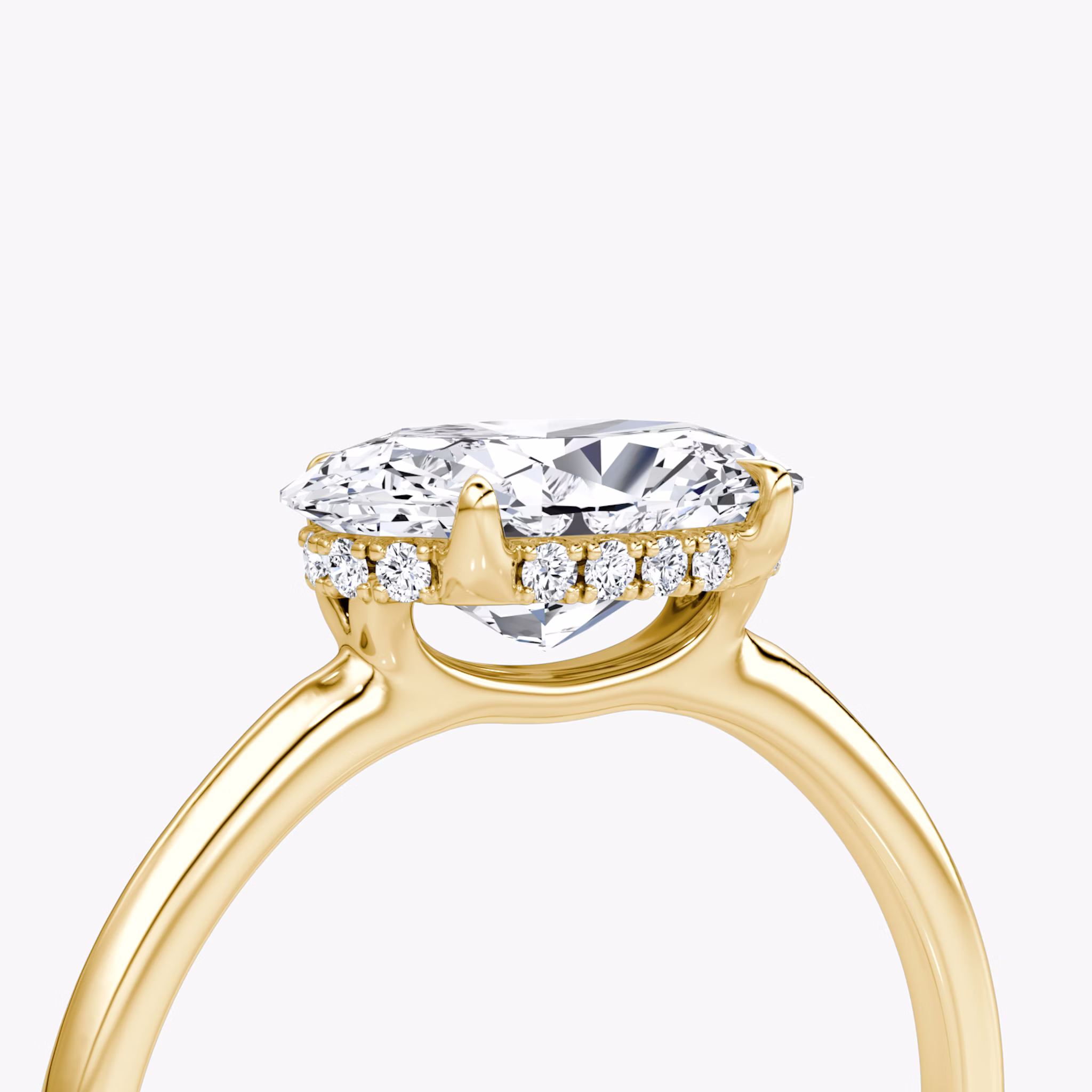 The Signature | Oval | 18k | Yellow Gold | bandAccent: Plain | bandWidth: standard | diamondOrientation: horizontal | hiddenHalo: yes | caratWeight: other