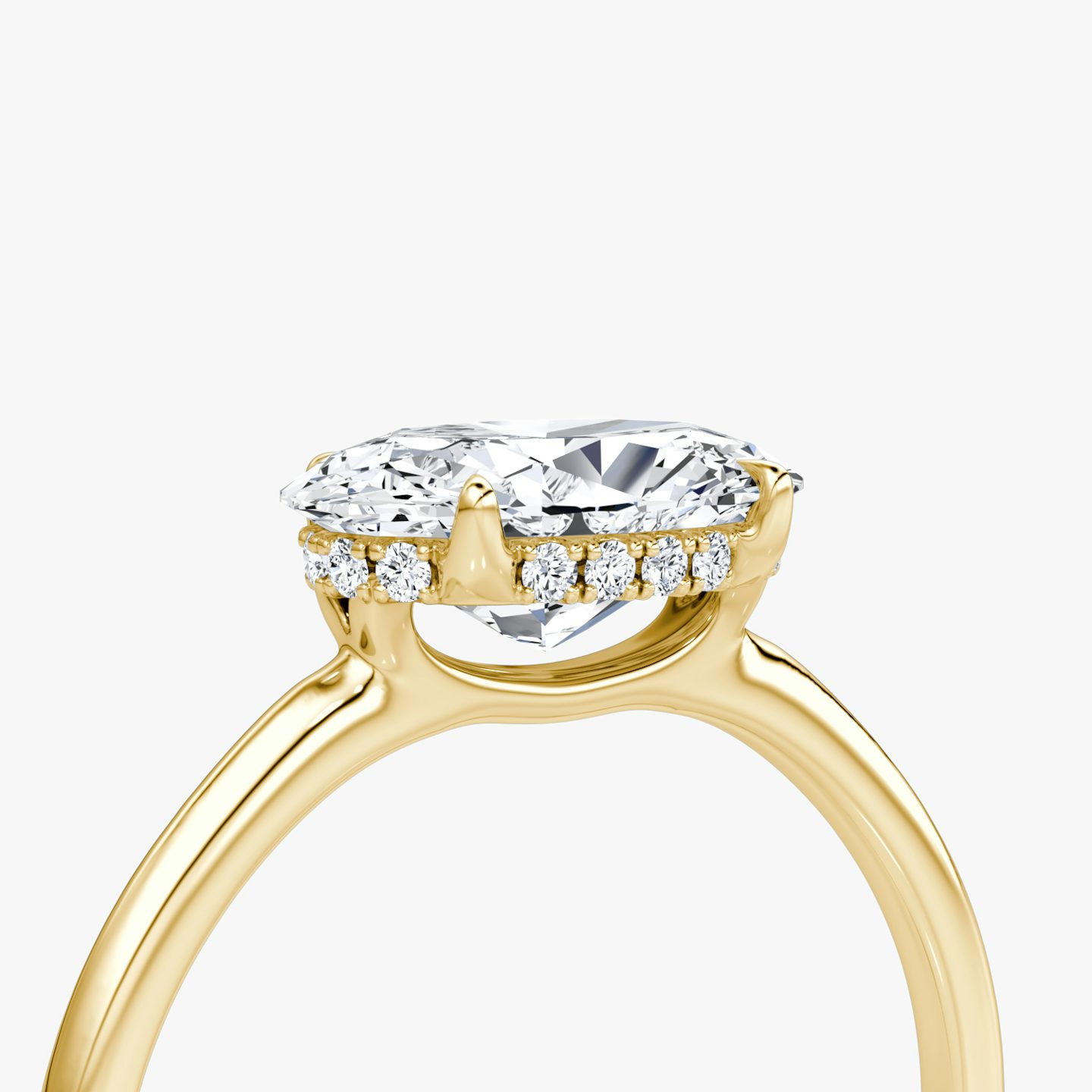 The Signature | Oval | 18k | Yellow Gold | bandAccent: Plain | bandWidth: standard | diamondOrientation: horizontal | hiddenHalo: yes | caratWeight: other