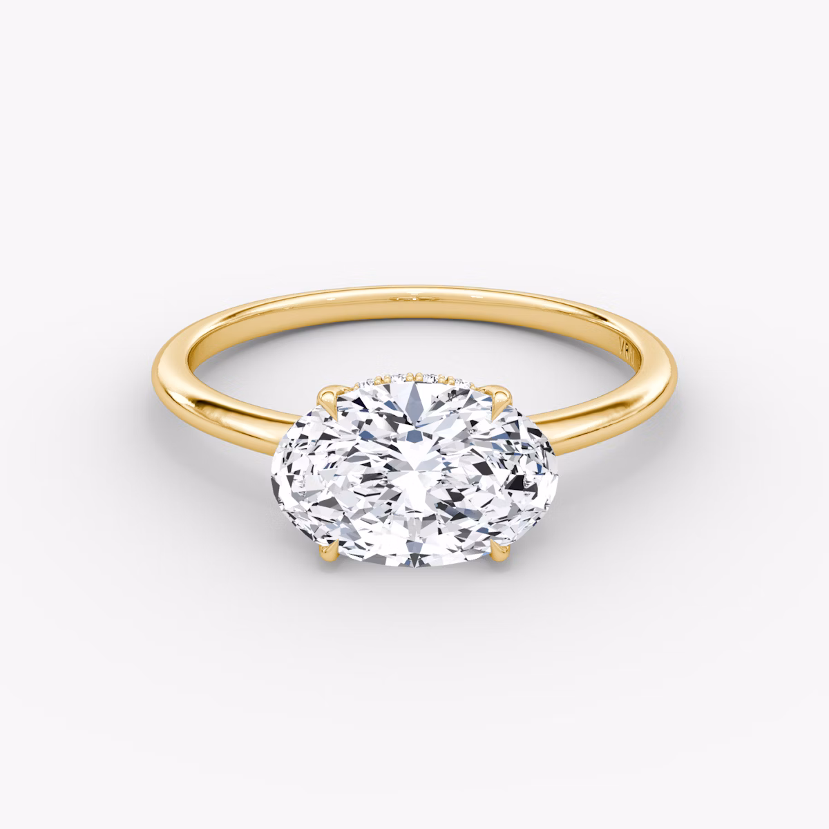 Anillo de compromiso Signature | Oval | 18k | Oro amarillo | bandAccent: Simple | bandWidth: standard | diamondOrientation: horizontal | hiddenHalo: yes | caratWeight: other