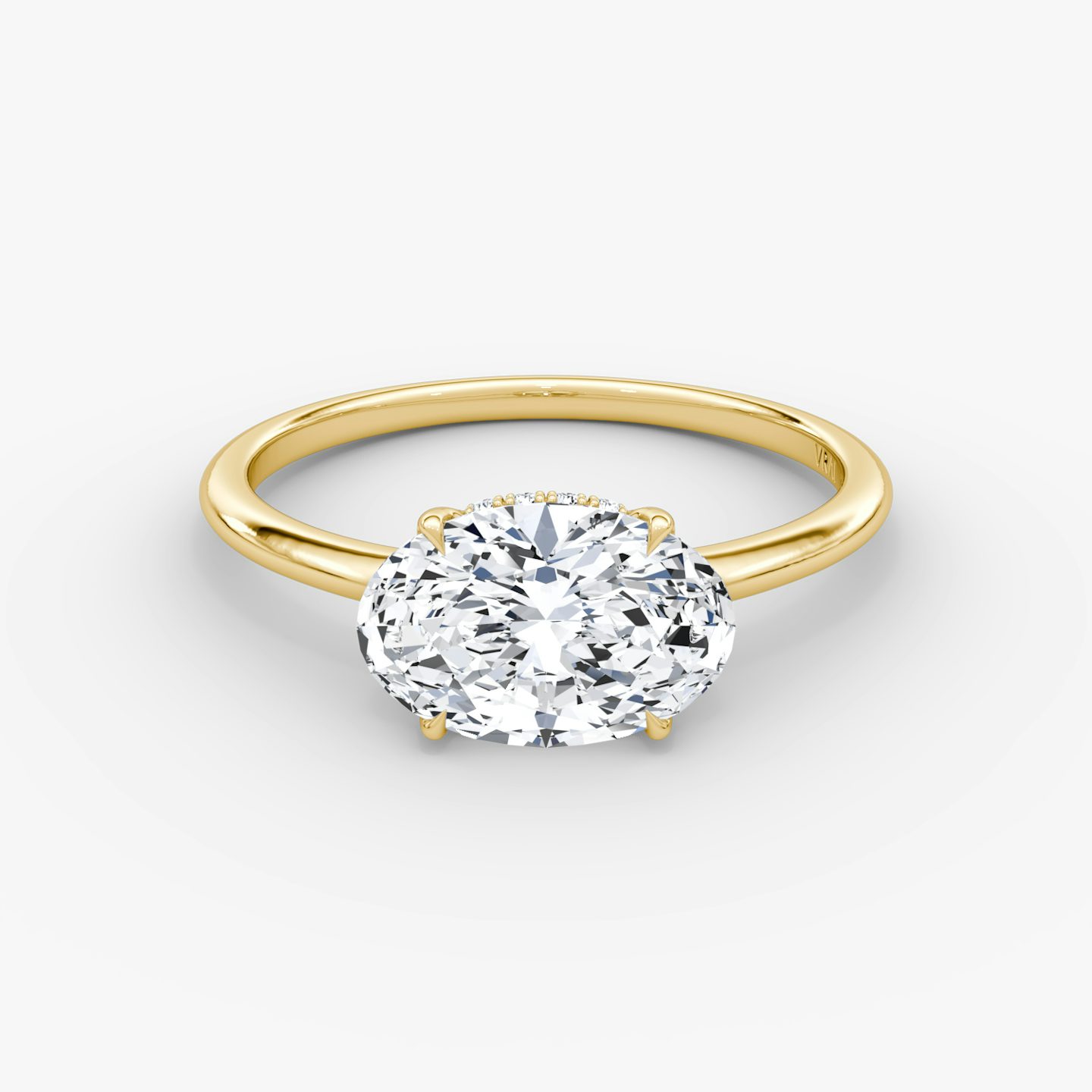 The Signature | Oval | 18k | Yellow Gold | bandAccent: Plain | bandWidth: standard | diamondOrientation: horizontal | hiddenHalo: yes | caratWeight: other