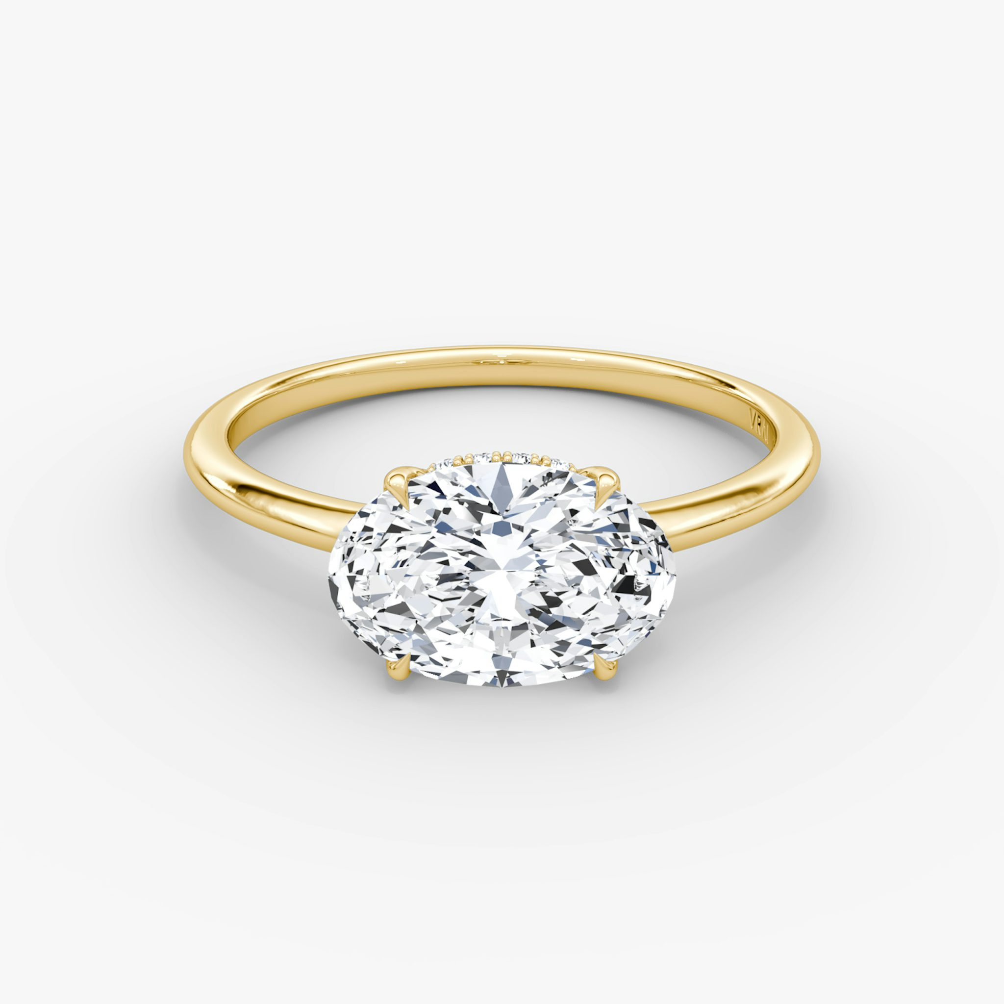 The Signature | Oval | 18k | Yellow Gold | bandAccent: Plain | bandWidth: standard | diamondOrientation: horizontal | hiddenHalo: yes | caratWeight: other