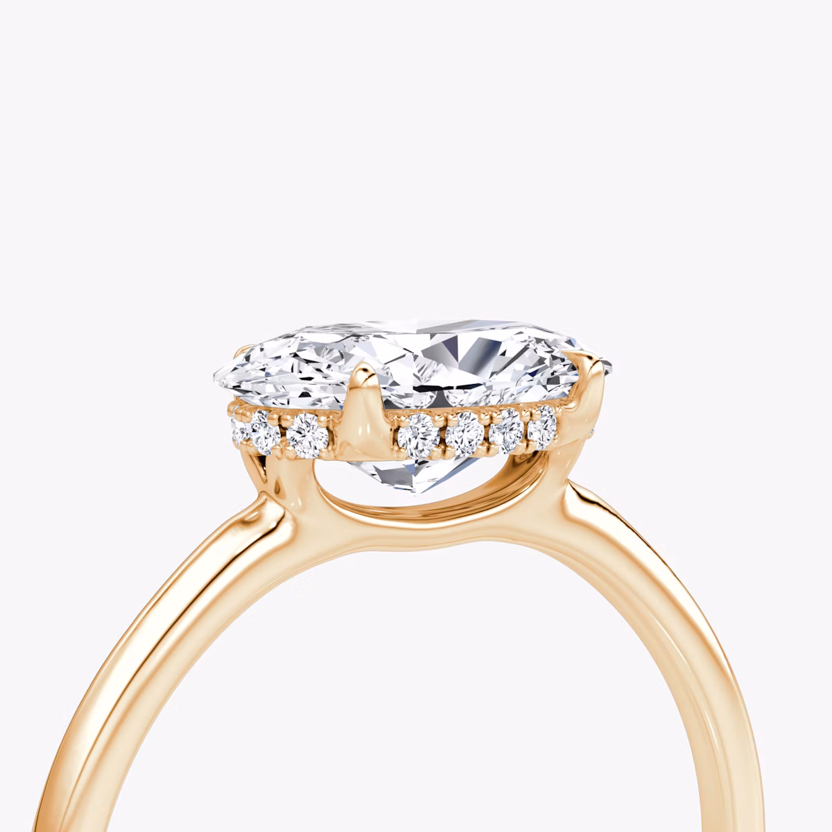 The Signature | Oval | 14k | Rose Gold | bandAccent: Plain | bandWidth: standard | diamondOrientation: horizontal | hiddenHalo: yes | caratWeight: other