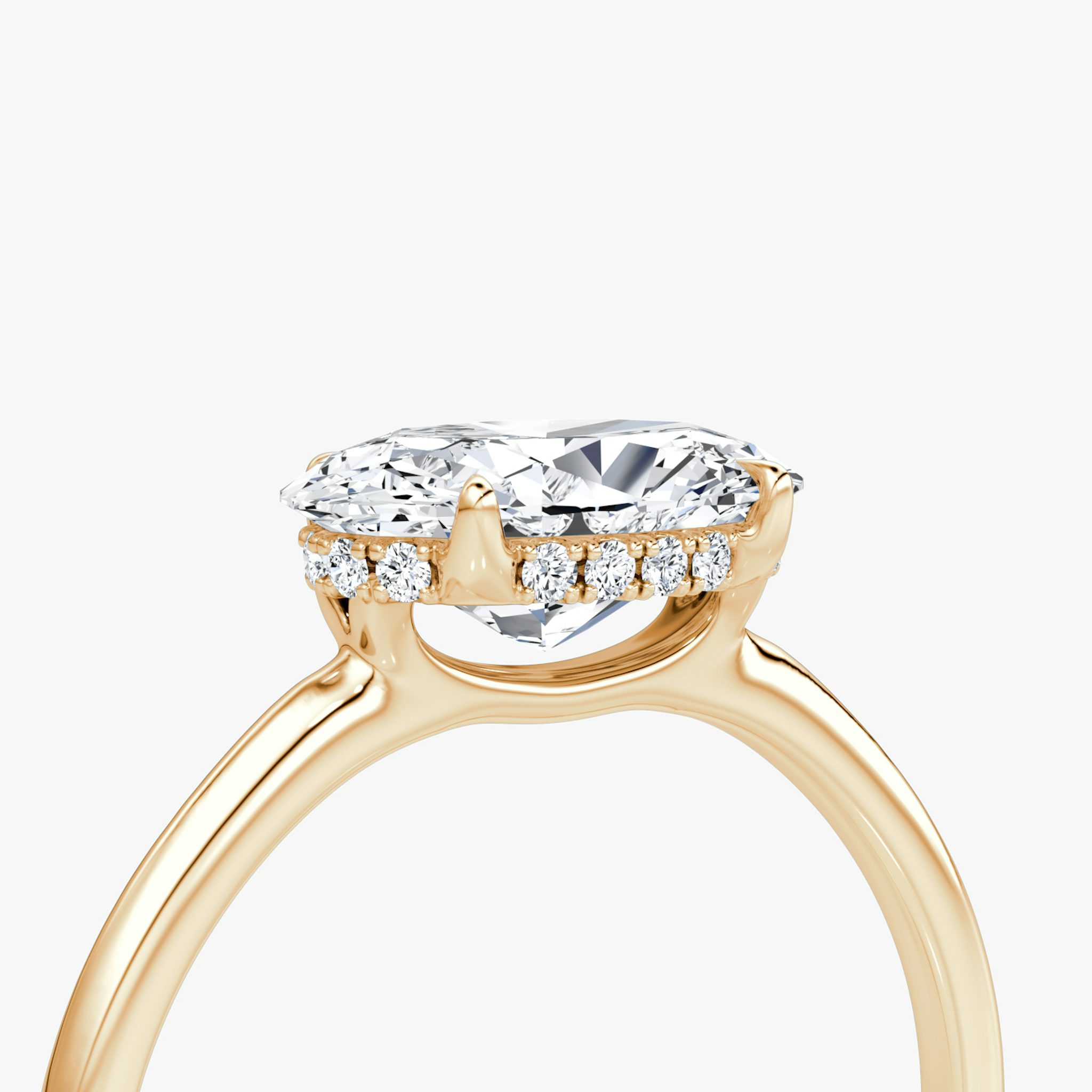 The Signature | Oval | 14k | Rose Gold | bandAccent: Plain | bandWidth: standard | diamondOrientation: horizontal | hiddenHalo: yes | caratWeight: other