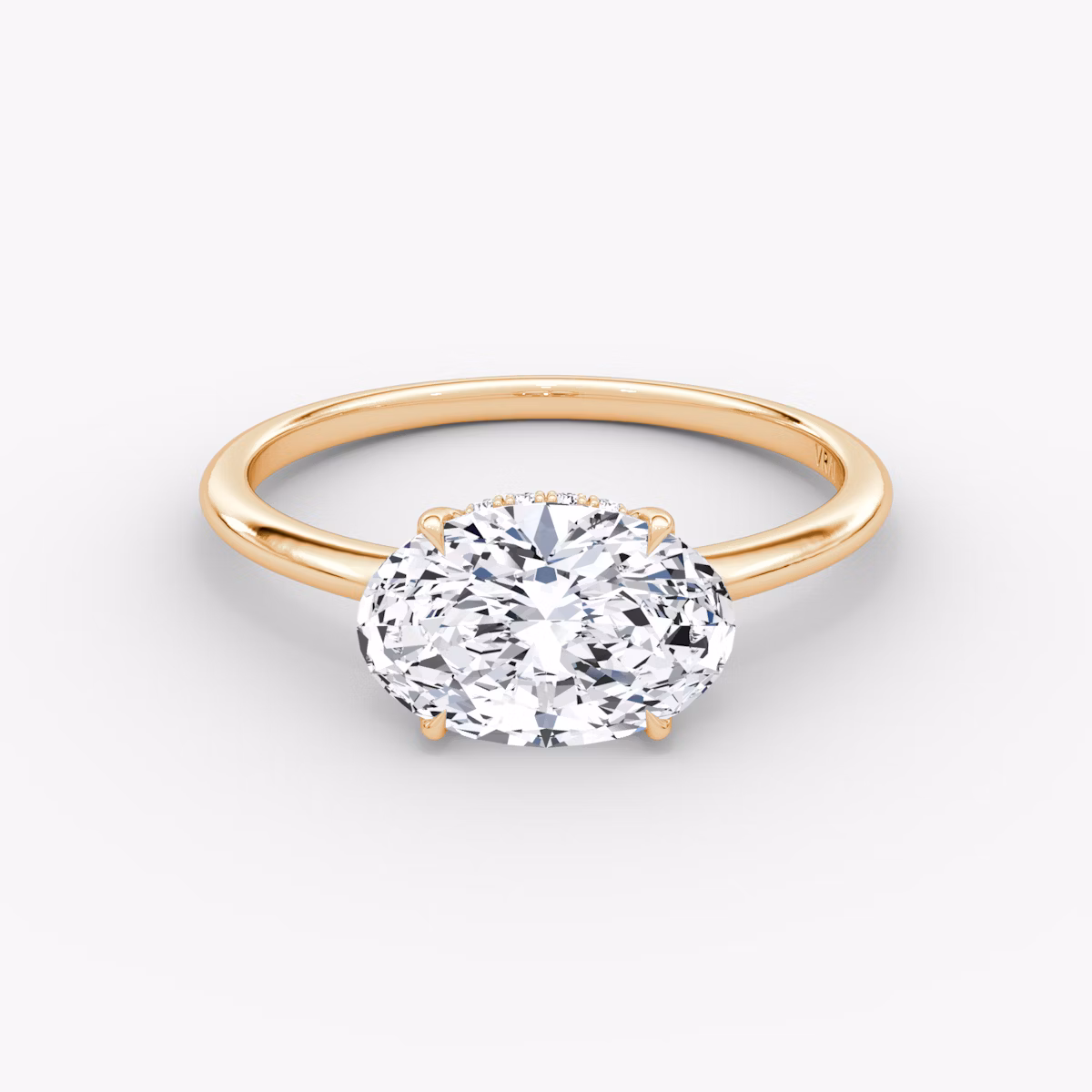 The Signature | Oval | 14k | Rose Gold | bandAccent: Plain | bandWidth: standard | diamondOrientation: horizontal | hiddenHalo: yes | caratWeight: other