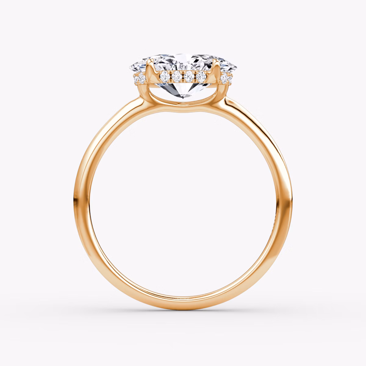 The Signature | Oval | 14k | Rose Gold | bandAccent: Plain | bandWidth: standard | diamondOrientation: horizontal | hiddenHalo: yes | caratWeight: other