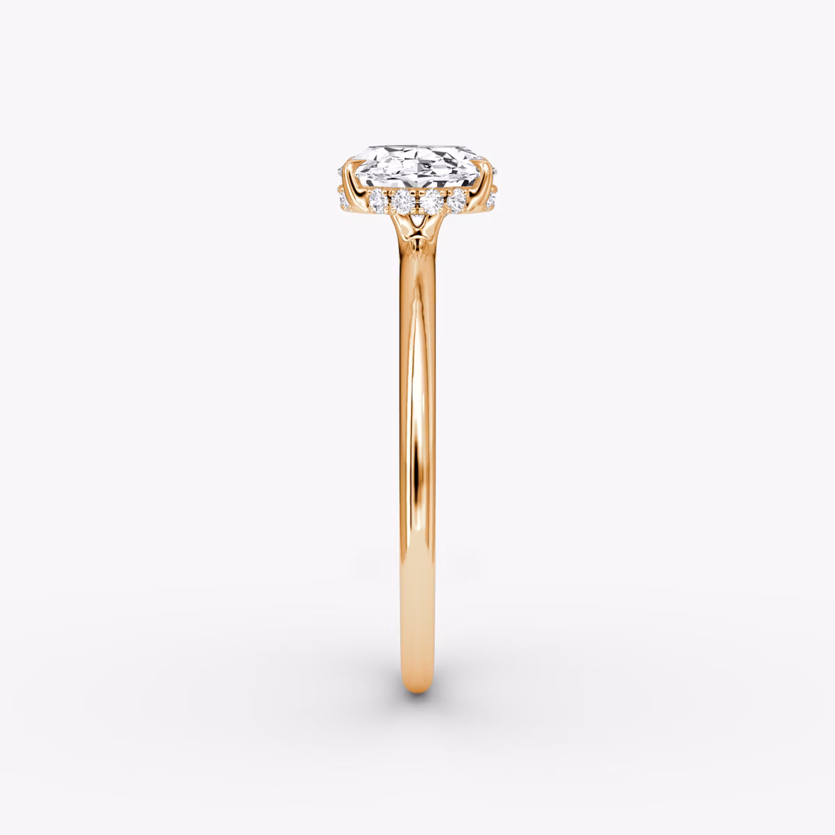 The Signature | Oval | 14k | Rose Gold | bandAccent: Plain | bandWidth: standard | diamondOrientation: horizontal | hiddenHalo: yes | caratWeight: other