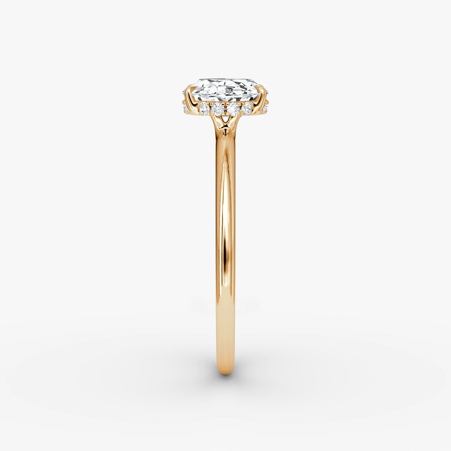 The Signature | Oval | 14k | Rose Gold | bandAccent: Plain | bandWidth: standard | diamondOrientation: horizontal | hiddenHalo: yes | caratWeight: other