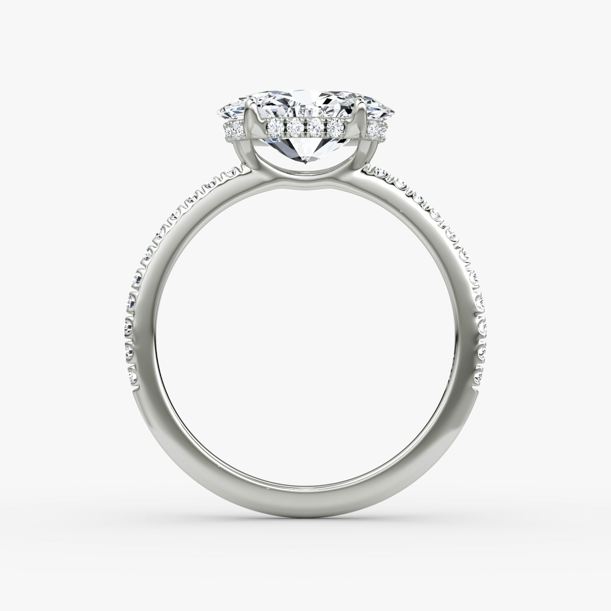 The Signature | Oval | 18k | White Gold | bandAccent: Pavé | bandWidth: standard | diamondOrientation: horizontal | hiddenHalo: yes | caratWeight: other