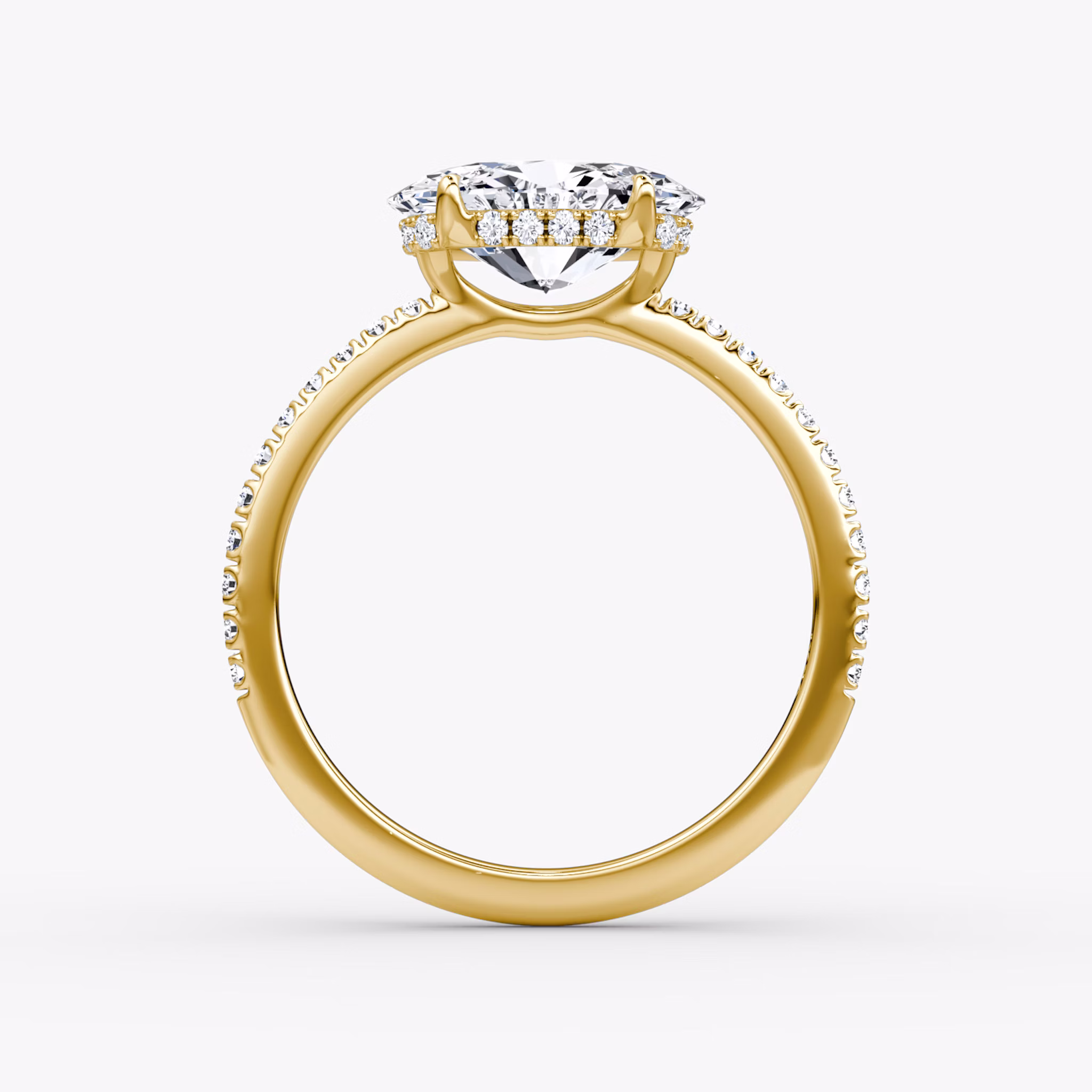 The Signature | Oval | 18k | Yellow Gold | bandAccent: Pavé | bandWidth: standard | diamondOrientation: horizontal | hiddenHalo: yes | caratWeight: other