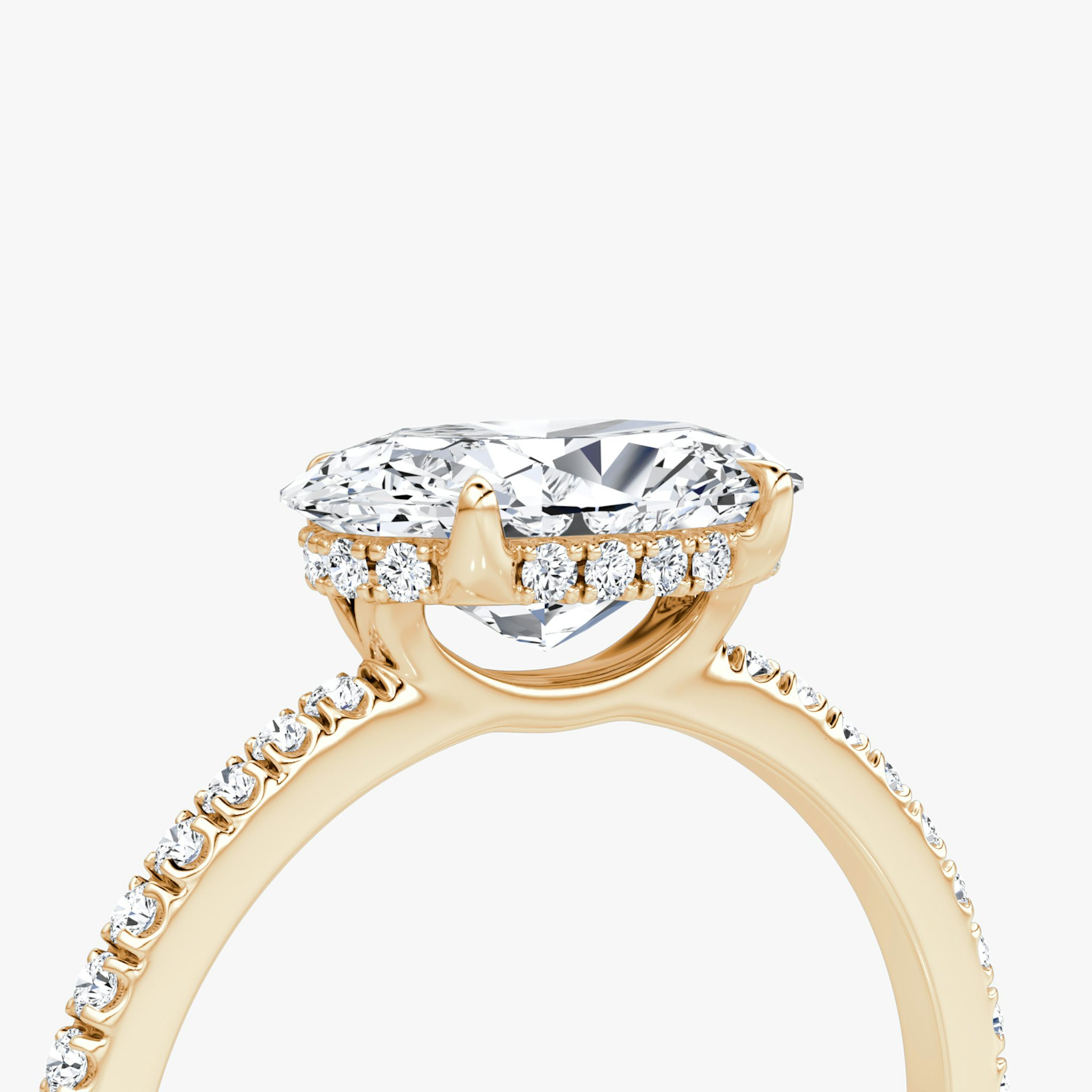 The Signature | Oval | 14k | Rose Gold | bandAccent: Pavé | bandWidth: standard | diamondOrientation: horizontal | hiddenHalo: yes | caratWeight: other