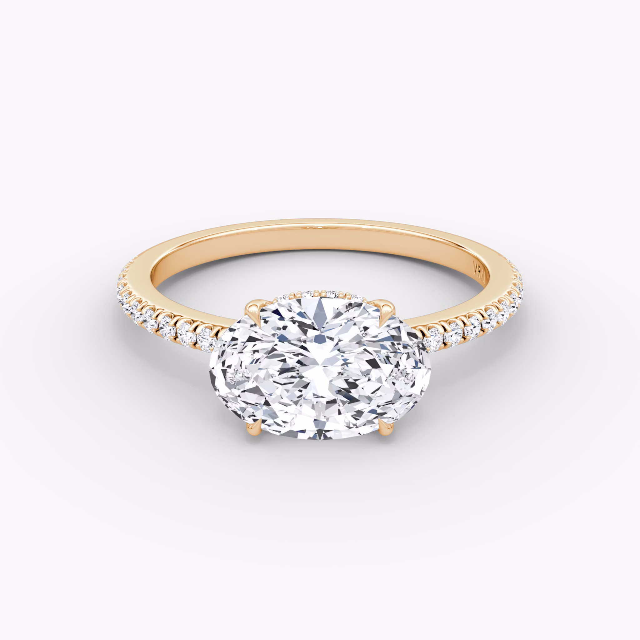 The Signature | Oval | 14k | Rose Gold | bandAccent: Pavé | bandWidth: standard | diamondOrientation: horizontal | hiddenHalo: yes | caratWeight: other