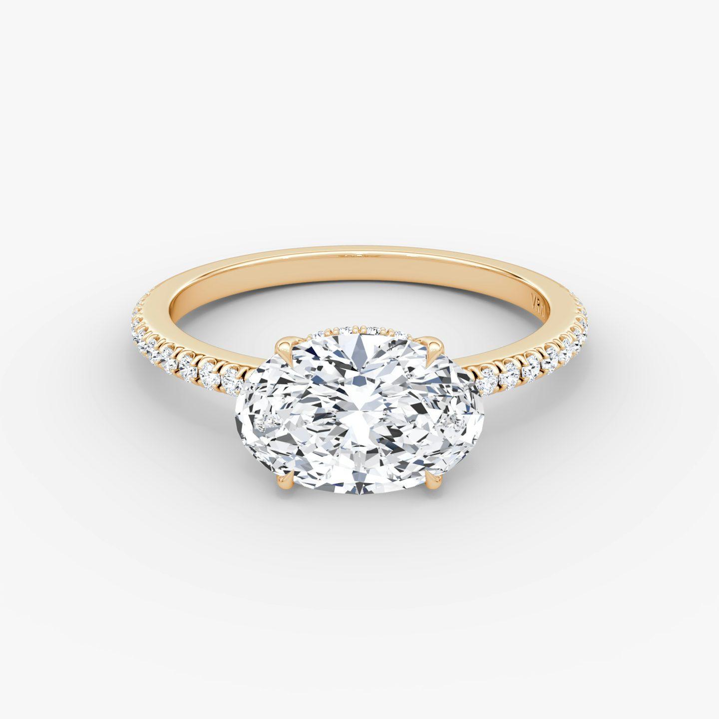 The Signature | Oval | 14k | Rose Gold | bandAccent: Pavé | bandWidth: standard | diamondOrientation: horizontal | hiddenHalo: yes | caratWeight: other