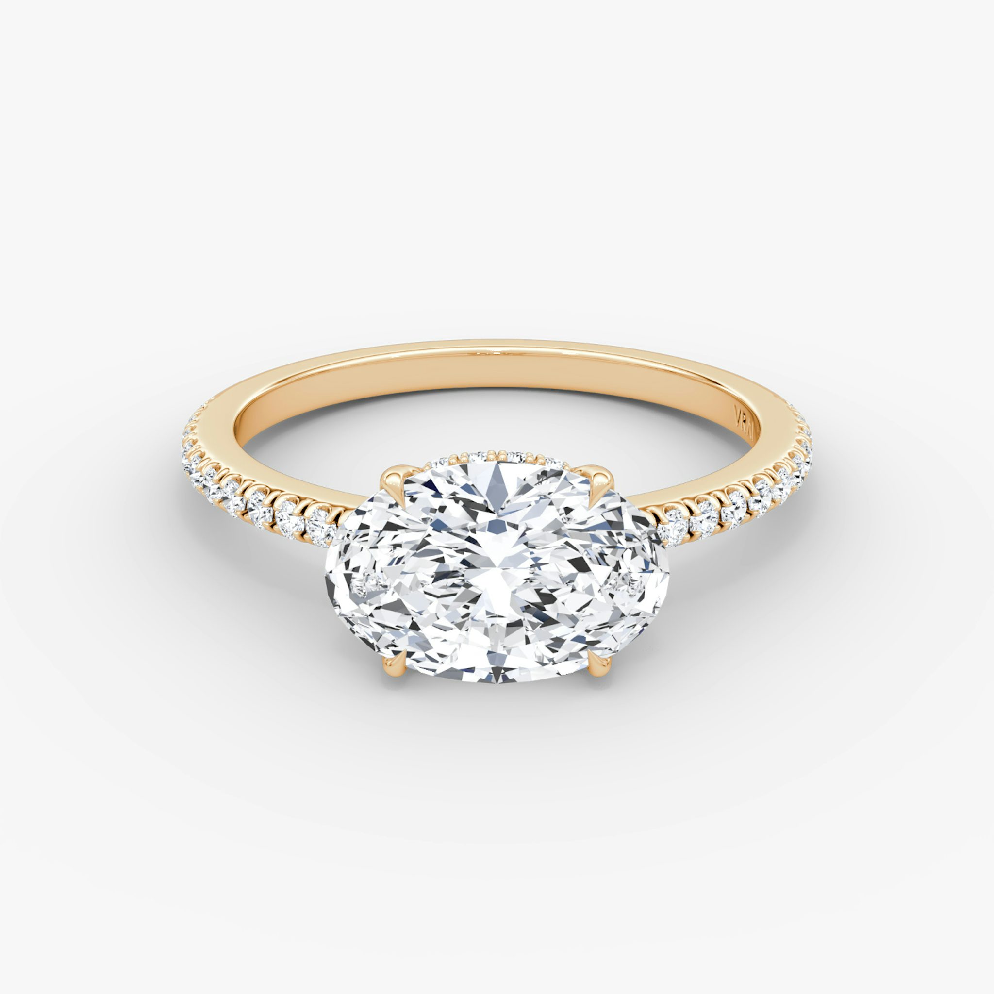 The Signature | Oval | 14k | Rose Gold | bandAccent: Pavé | bandWidth: standard | diamondOrientation: horizontal | hiddenHalo: yes | caratWeight: other