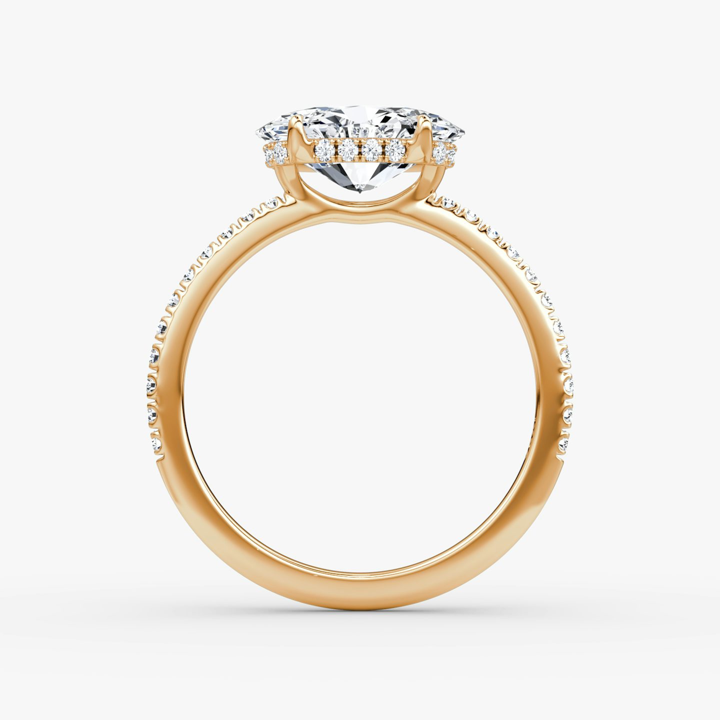 The Signature | Oval | 14k | Rose Gold | bandAccent: Pavé | bandWidth: standard | diamondOrientation: horizontal | hiddenHalo: yes | caratWeight: other