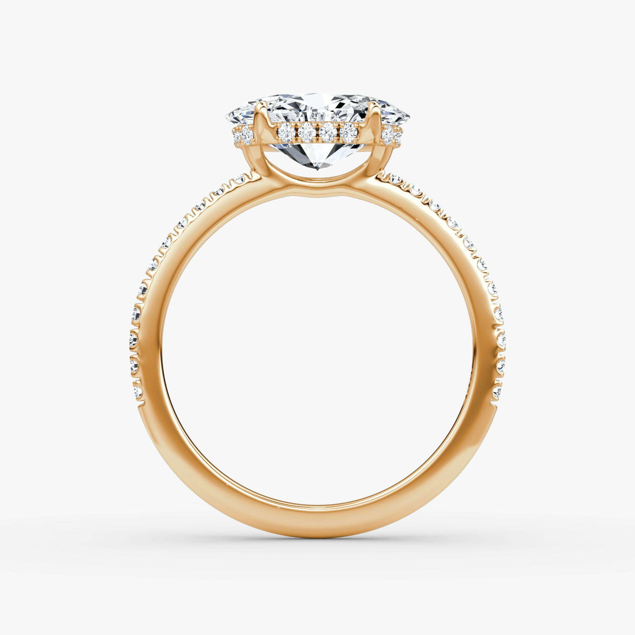 The Signature | Oval | 14k | Rose Gold | bandAccent: Pavé | bandWidth: standard | diamondOrientation: horizontal | hiddenHalo: yes | caratWeight: other