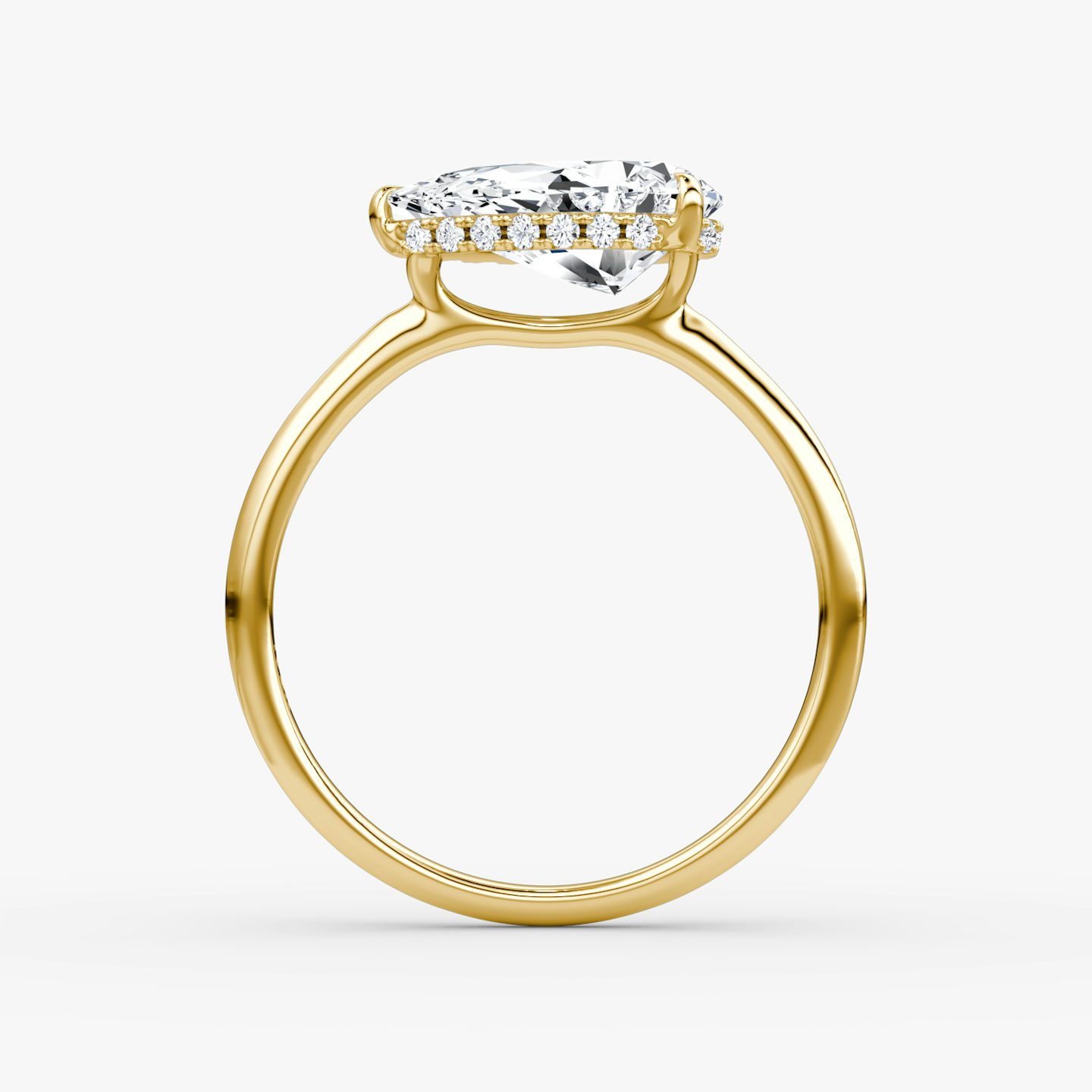 The Signature | Pear | 18k | Yellow Gold | bandAccent: Plain | bandWidth: standard | diamondOrientation: horizontal | hiddenHalo: yes | caratWeight: other