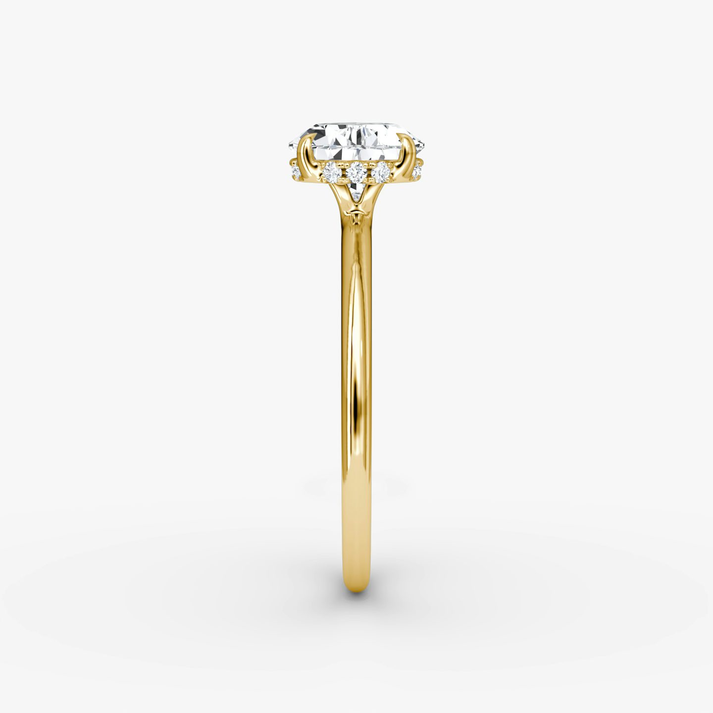 The Signature | Pear | 18k | Yellow Gold | bandAccent: Plain | bandWidth: standard | diamondOrientation: horizontal | hiddenHalo: yes | caratWeight: other