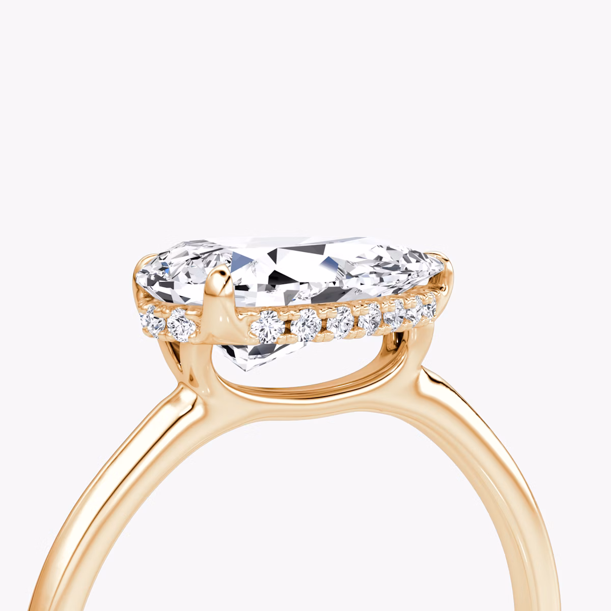 The Signature | Pear | 14k | Rose Gold | bandAccent: Plain | bandWidth: standard | diamondOrientation: horizontal | hiddenHalo: yes | caratWeight: other