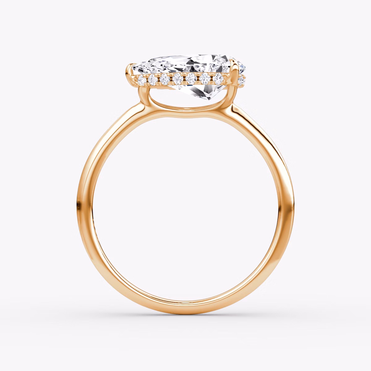 The Signature | Pear | 14k | Rose Gold | bandAccent: Plain | bandWidth: standard | diamondOrientation: horizontal | hiddenHalo: yes | caratWeight: other