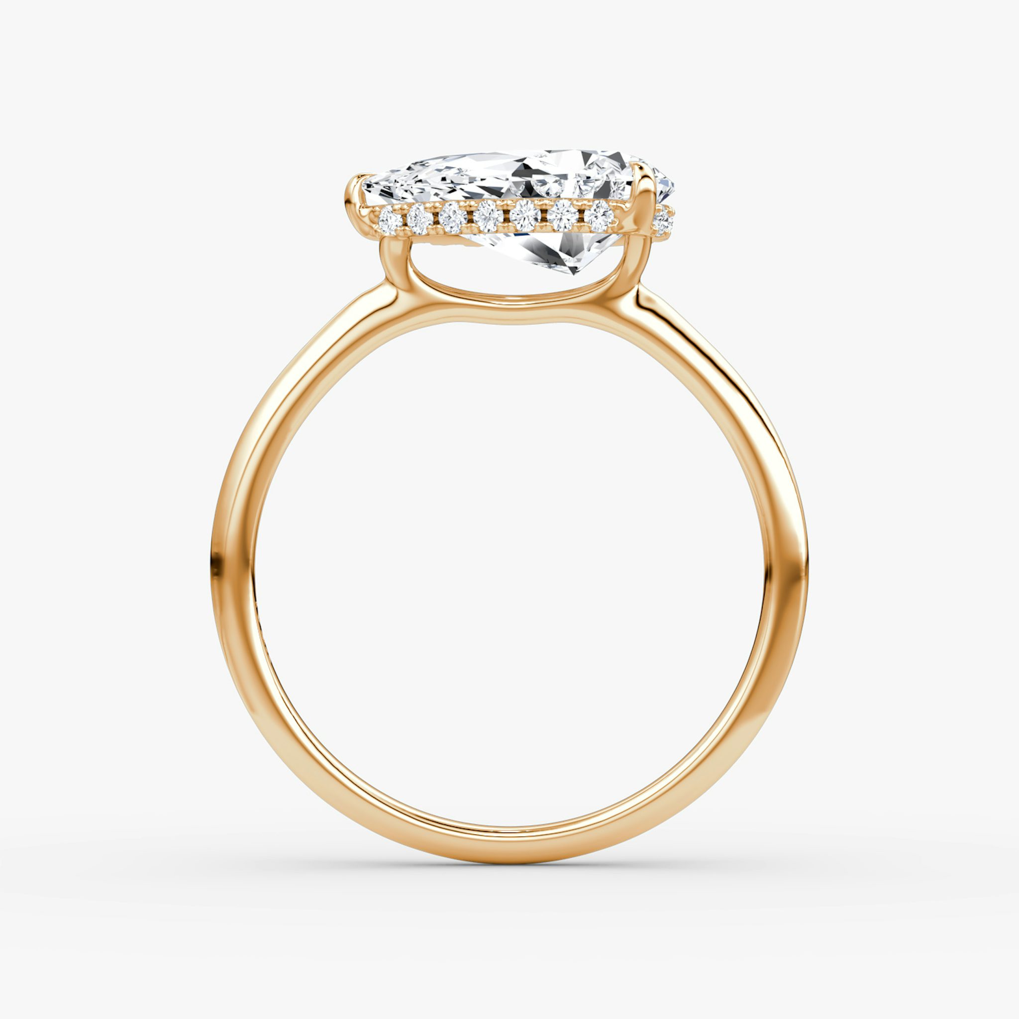 The Signature | Pear | 14k | Rose Gold | bandAccent: Plain | bandWidth: standard | diamondOrientation: horizontal | hiddenHalo: yes | caratWeight: other