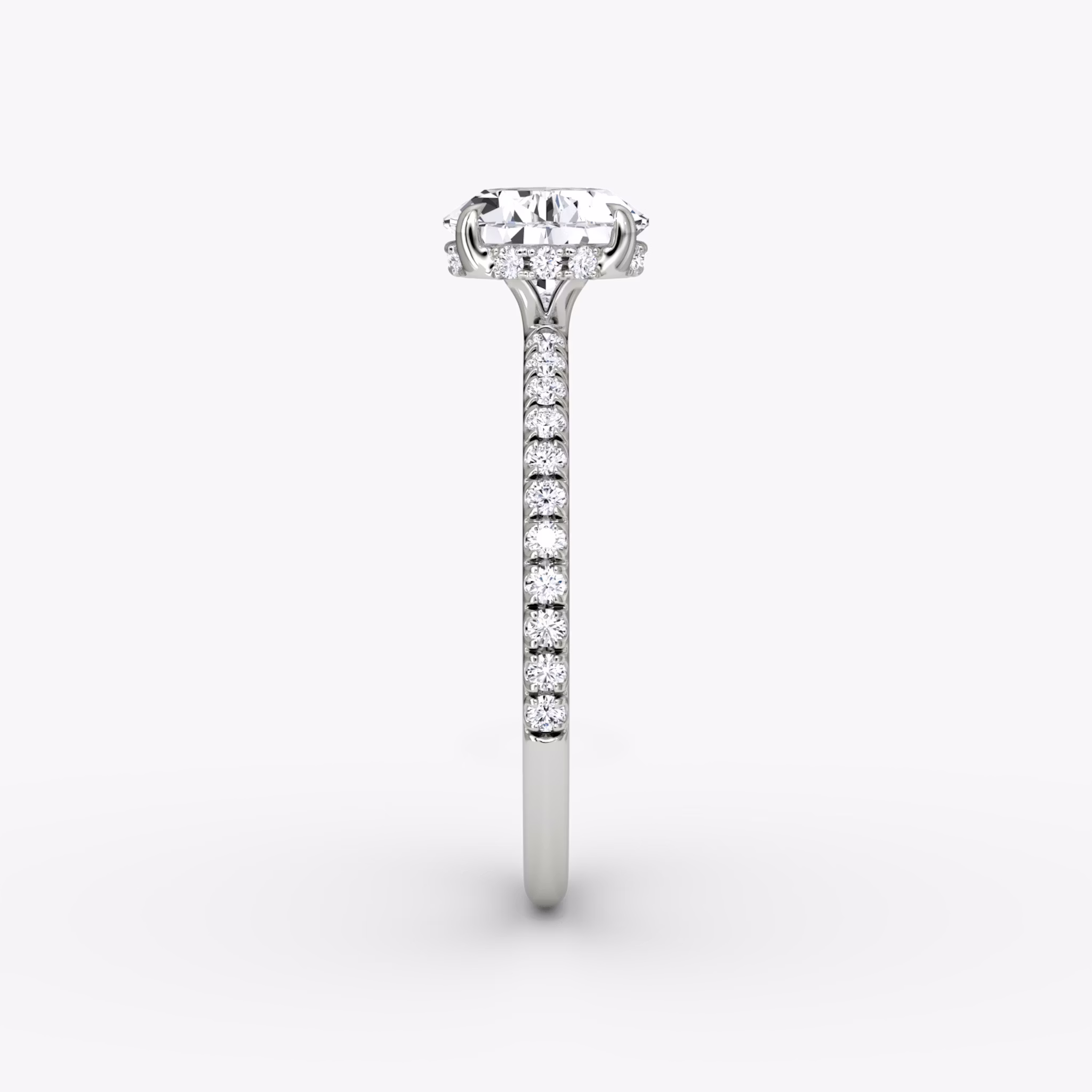 The Signature | Pear | 18k | White Gold | bandAccent: Pavé | bandWidth: standard | diamondOrientation: horizontal | hiddenHalo: yes | caratWeight: other