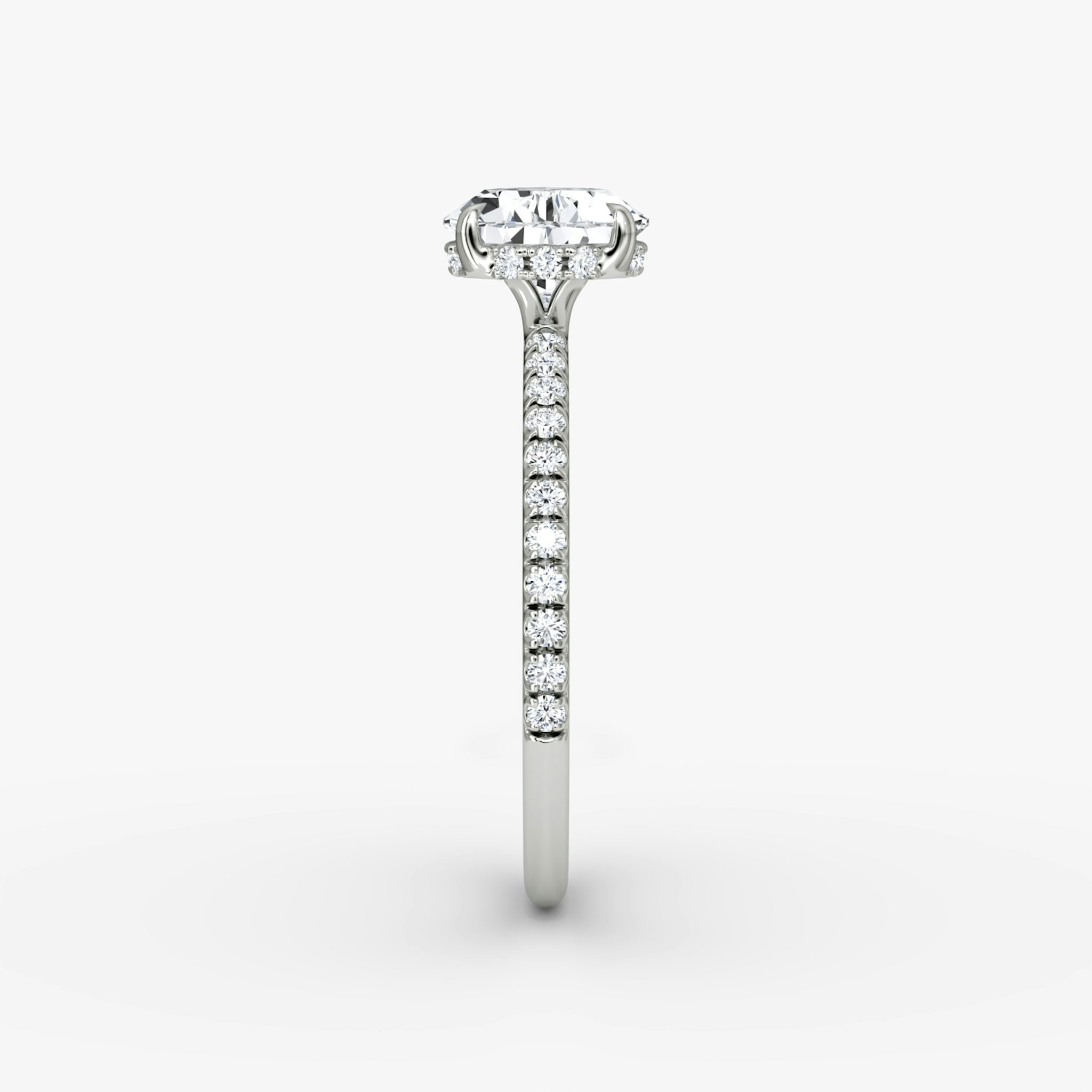 The Signature | Pear | 18k | White Gold | bandAccent: Pavé | bandWidth: standard | diamondOrientation: horizontal | hiddenHalo: yes | caratWeight: other