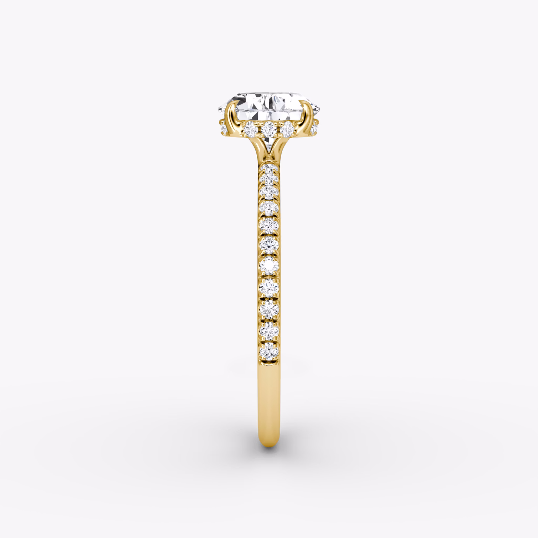 The Signature | Pear | 18k | Yellow Gold | bandAccent: Pavé | bandWidth: standard | diamondOrientation: horizontal | hiddenHalo: yes | caratWeight: other