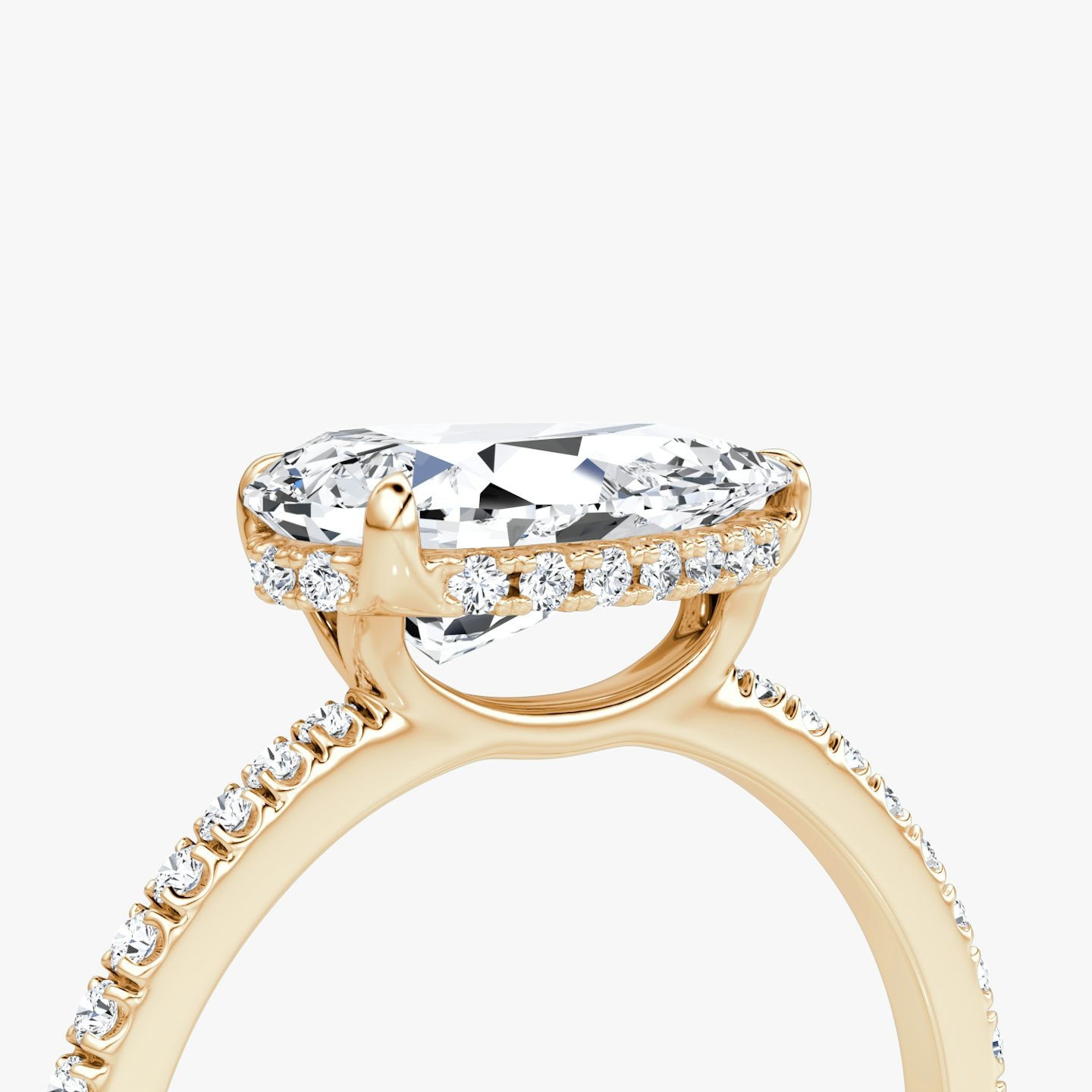 The Signature | Pear | 14k | Rose Gold | bandAccent: Pavé | bandWidth: standard | diamondOrientation: horizontal | hiddenHalo: yes | caratWeight: other