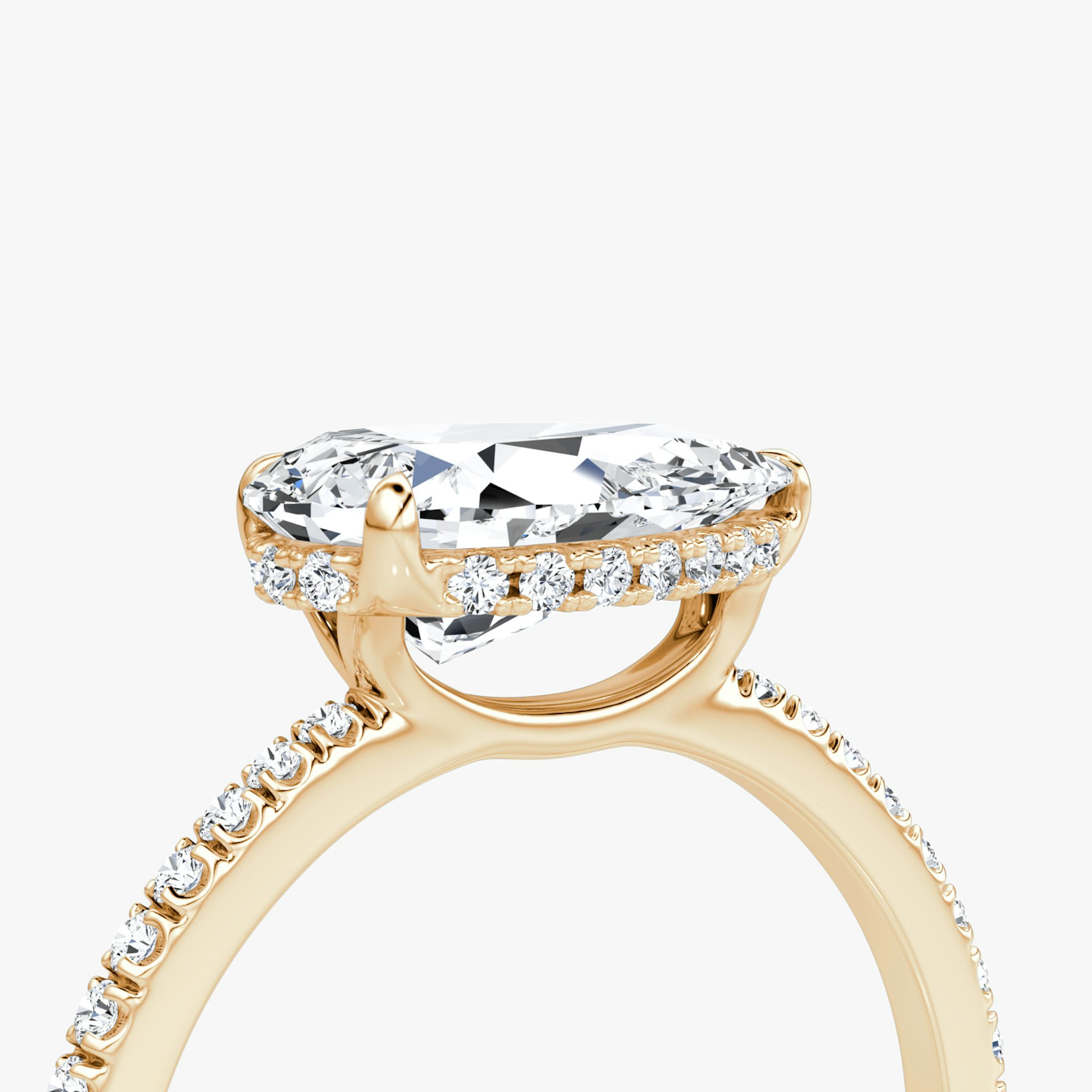 The Signature | Pear | 14k | Rose Gold | bandAccent: Pavé | bandWidth: standard | diamondOrientation: horizontal | hiddenHalo: yes | caratWeight: other