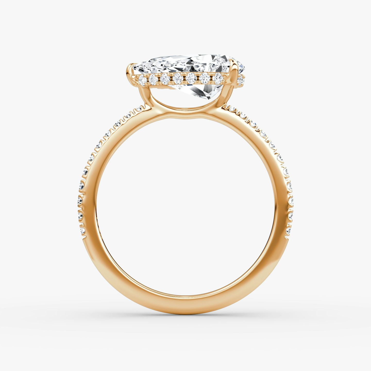 The Signature | Pear | 14k | Rose Gold | bandAccent: Pavé | bandWidth: standard | diamondOrientation: horizontal | hiddenHalo: yes | caratWeight: other