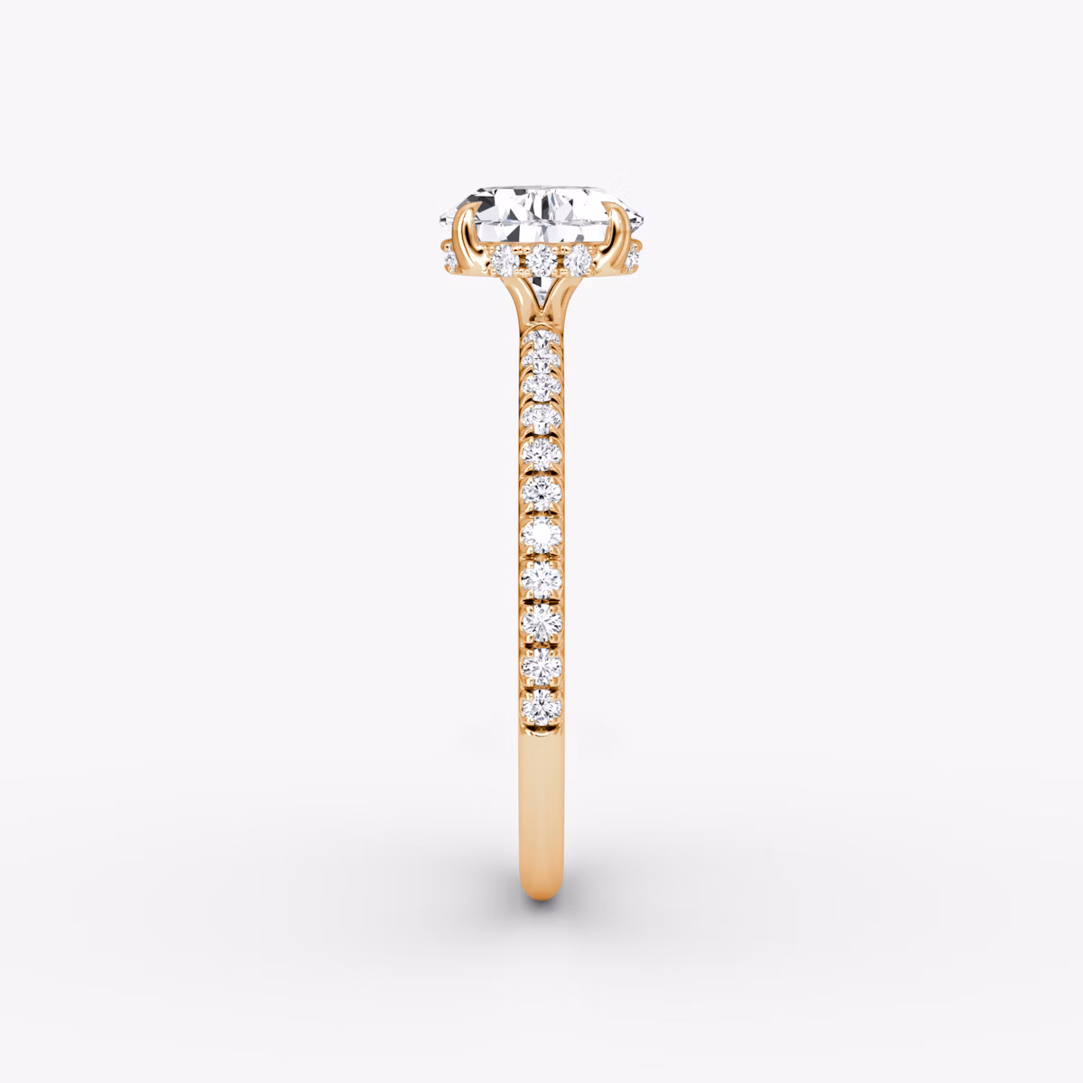 Anillo de compromiso Signature | Pera | 14k | Oro rosa | bandAccent: Pavé | bandWidth: standard | diamondOrientation: horizontal | hiddenHalo: yes | caratWeight: other
