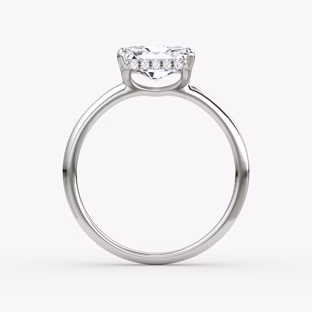 Anillo de compromiso Signature | Radiante | Platino | bandAccent: Simple | bandWidth: standard | diamondOrientation: horizontal | hiddenHalo: yes | caratWeight: other