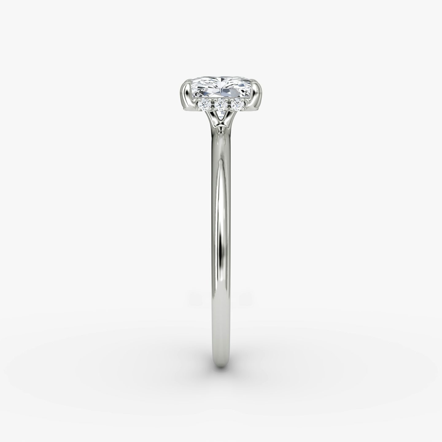 The Signature | Radiant | 18k | White Gold | bandAccent: Plain | bandWidth: standard | diamondOrientation: horizontal | hiddenHalo: yes | caratWeight: other