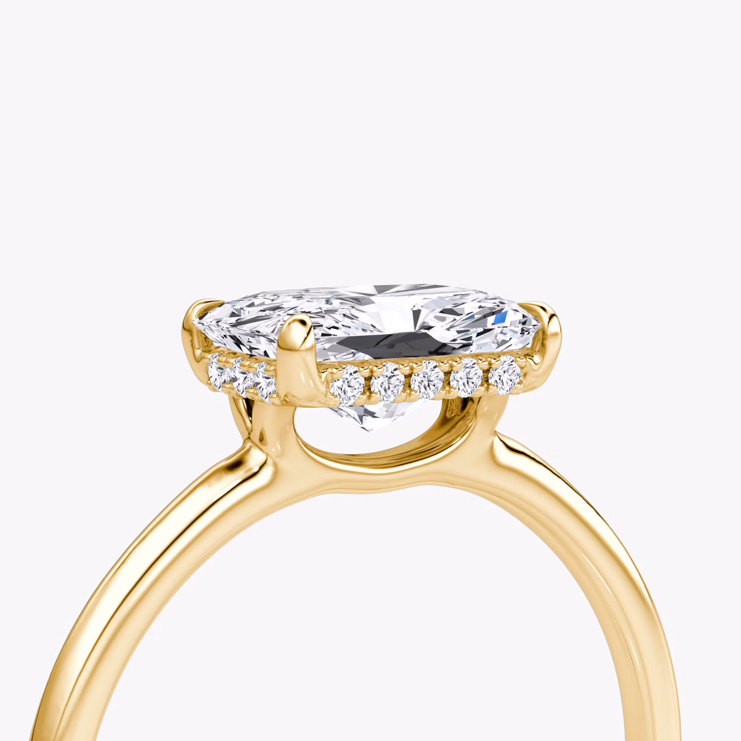 The Signature | Radiant | 18k | Yellow Gold | bandAccent: Plain | bandWidth: standard | diamondOrientation: horizontal | hiddenHalo: yes | caratWeight: other