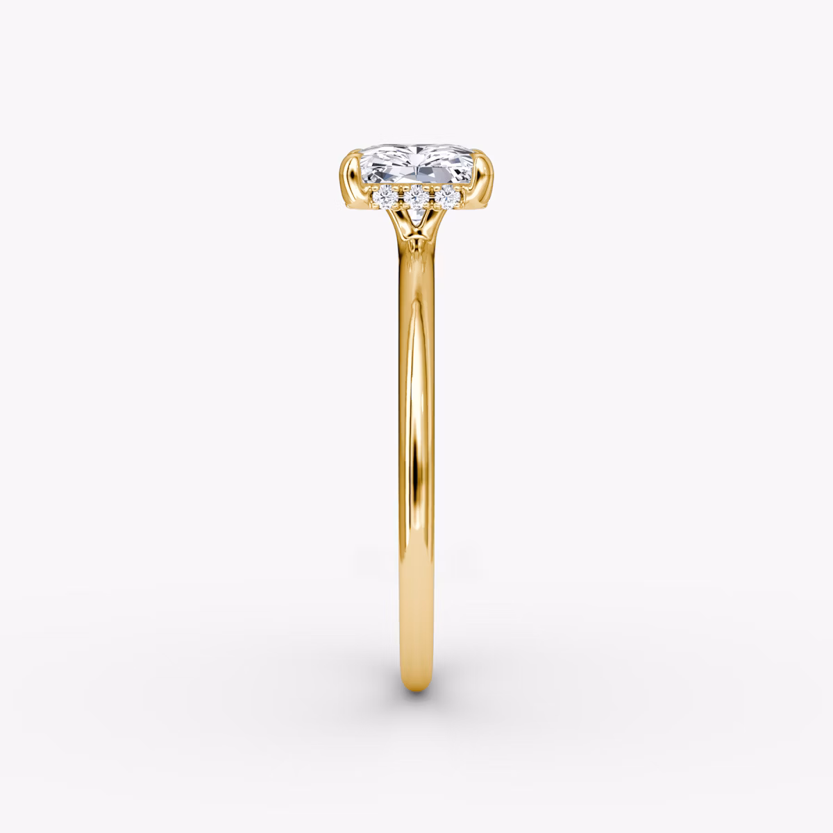 The Signature | Radiant | 18k | Yellow Gold | bandAccent: Plain | bandWidth: standard | diamondOrientation: horizontal | hiddenHalo: yes | caratWeight: other