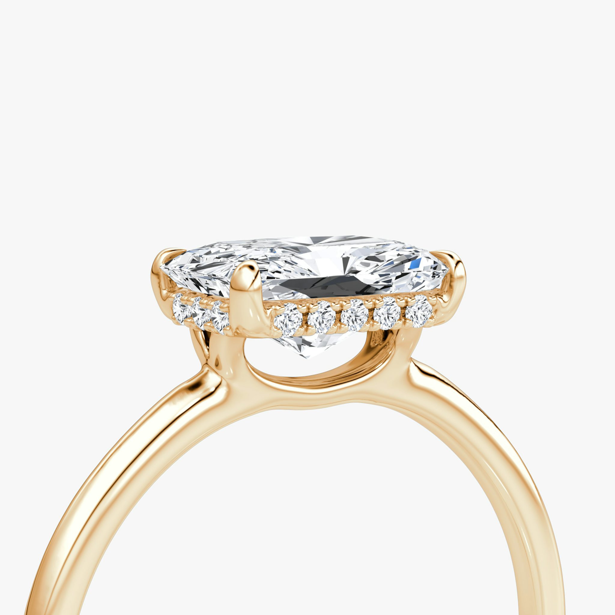 The Signature | Radiant | 14k | Rose Gold | bandAccent: Plain | bandWidth: standard | diamondOrientation: horizontal | hiddenHalo: yes | caratWeight: other