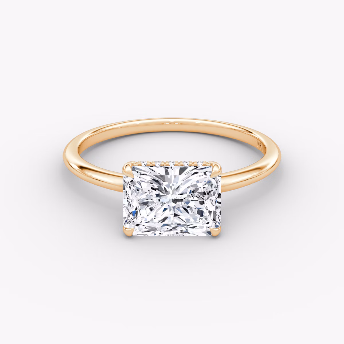 The Signature | Radiant | 14k | Rose Gold | bandAccent: Plain | bandWidth: standard | diamondOrientation: horizontal | hiddenHalo: yes | caratWeight: other