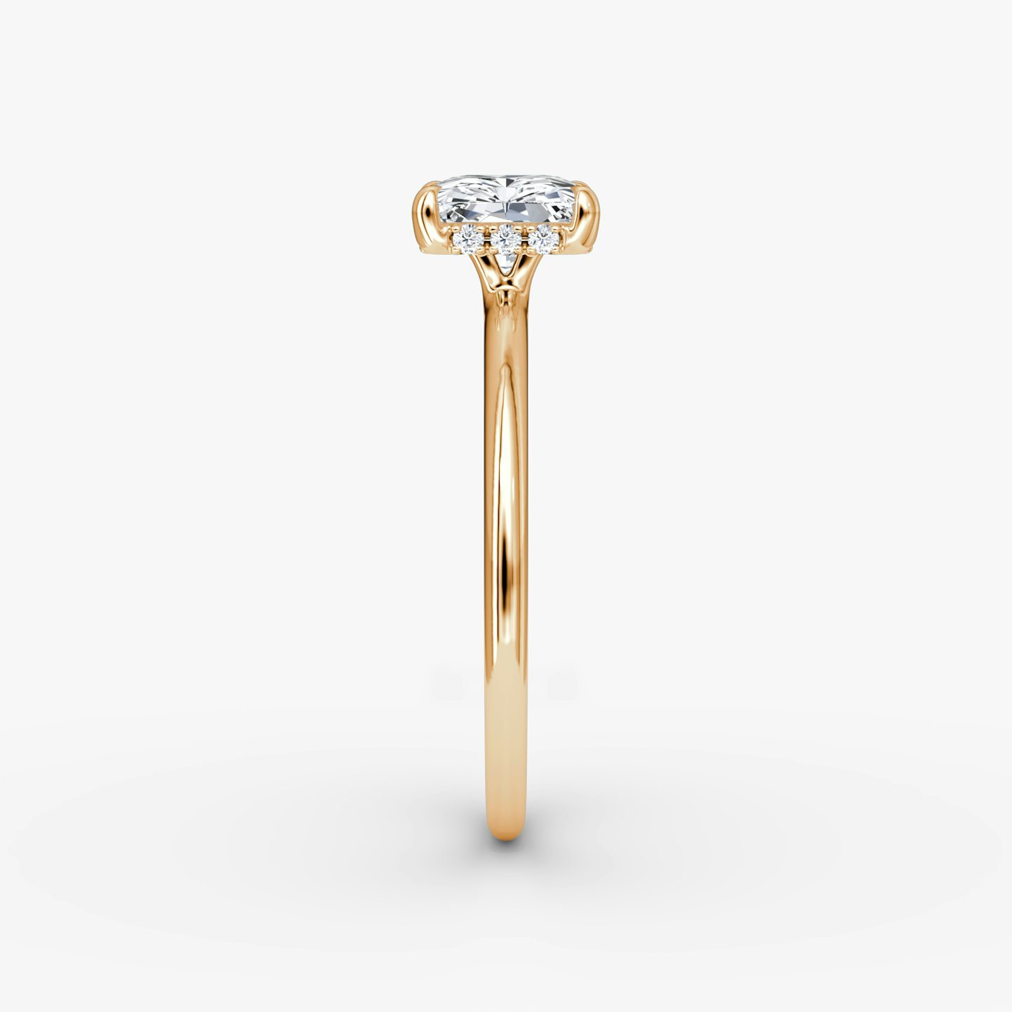 The Signature | Radiant | 14k | Rose Gold | bandAccent: Plain | bandWidth: standard | diamondOrientation: horizontal | hiddenHalo: yes | caratWeight: other
