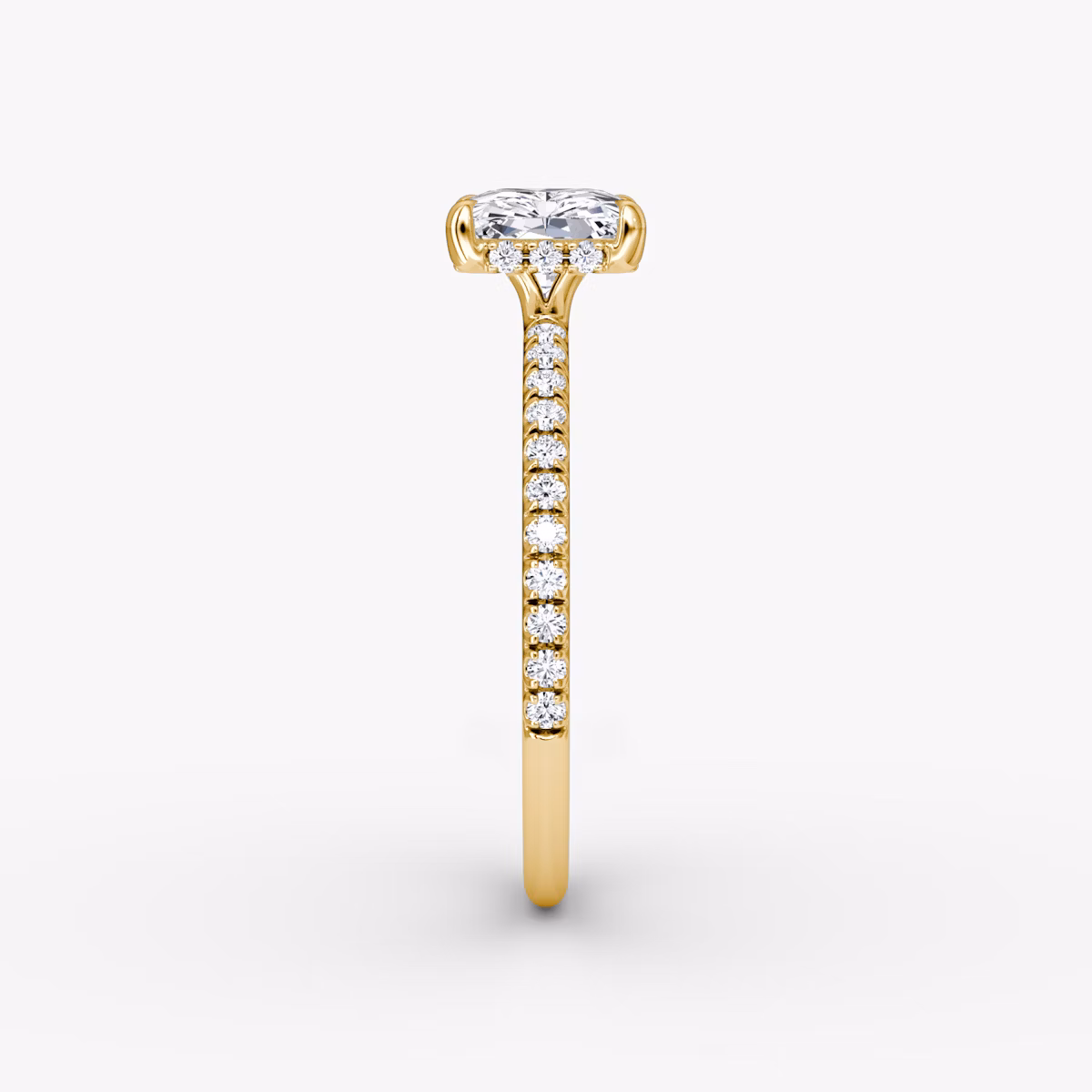 The Signature | Radiant | 18k | Yellow Gold | bandAccent: Pavé | bandWidth: standard | diamondOrientation: horizontal | hiddenHalo: yes | caratWeight: other