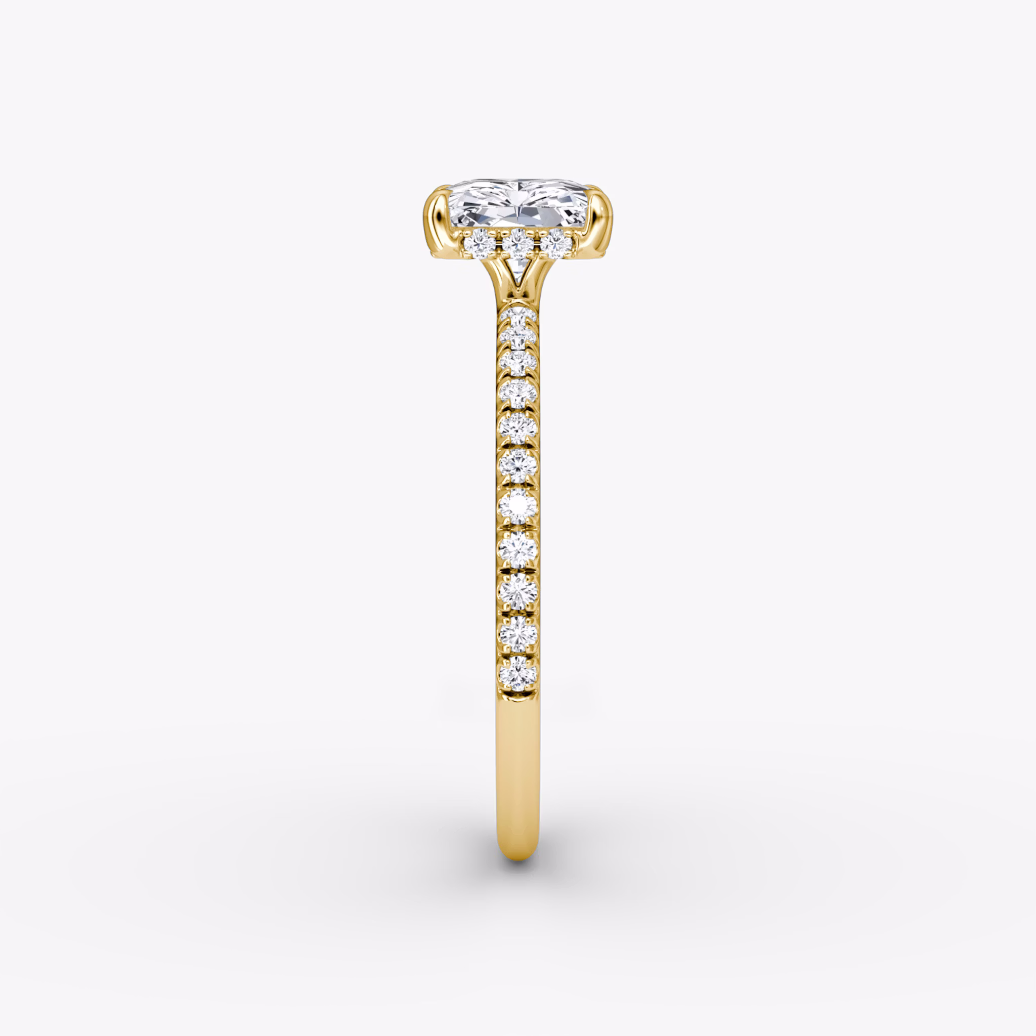 The Signature | Radiant | 18k | Yellow Gold | bandAccent: Pavé | bandWidth: standard | diamondOrientation: horizontal | hiddenHalo: yes | caratWeight: other