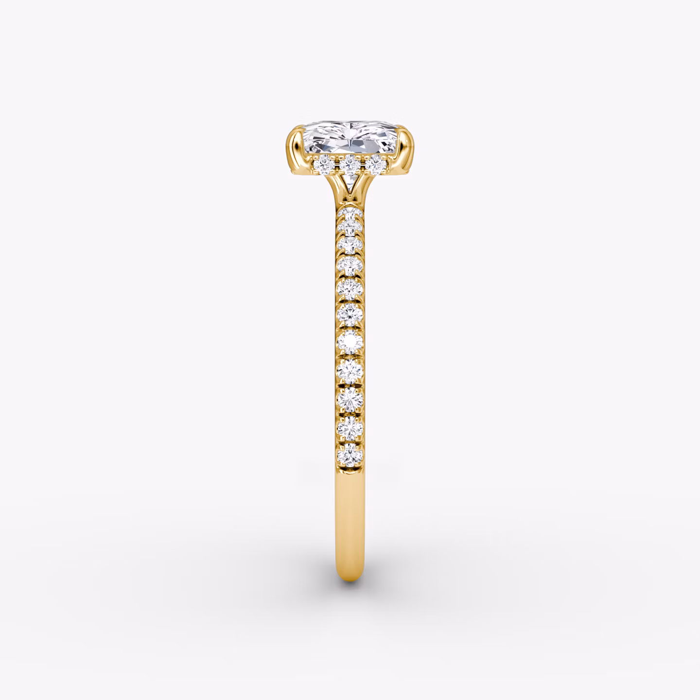 The Signature | Radiant | 18k | Yellow Gold | bandAccent: Pavé | bandWidth: standard | diamondOrientation: horizontal | hiddenHalo: yes | caratWeight: other