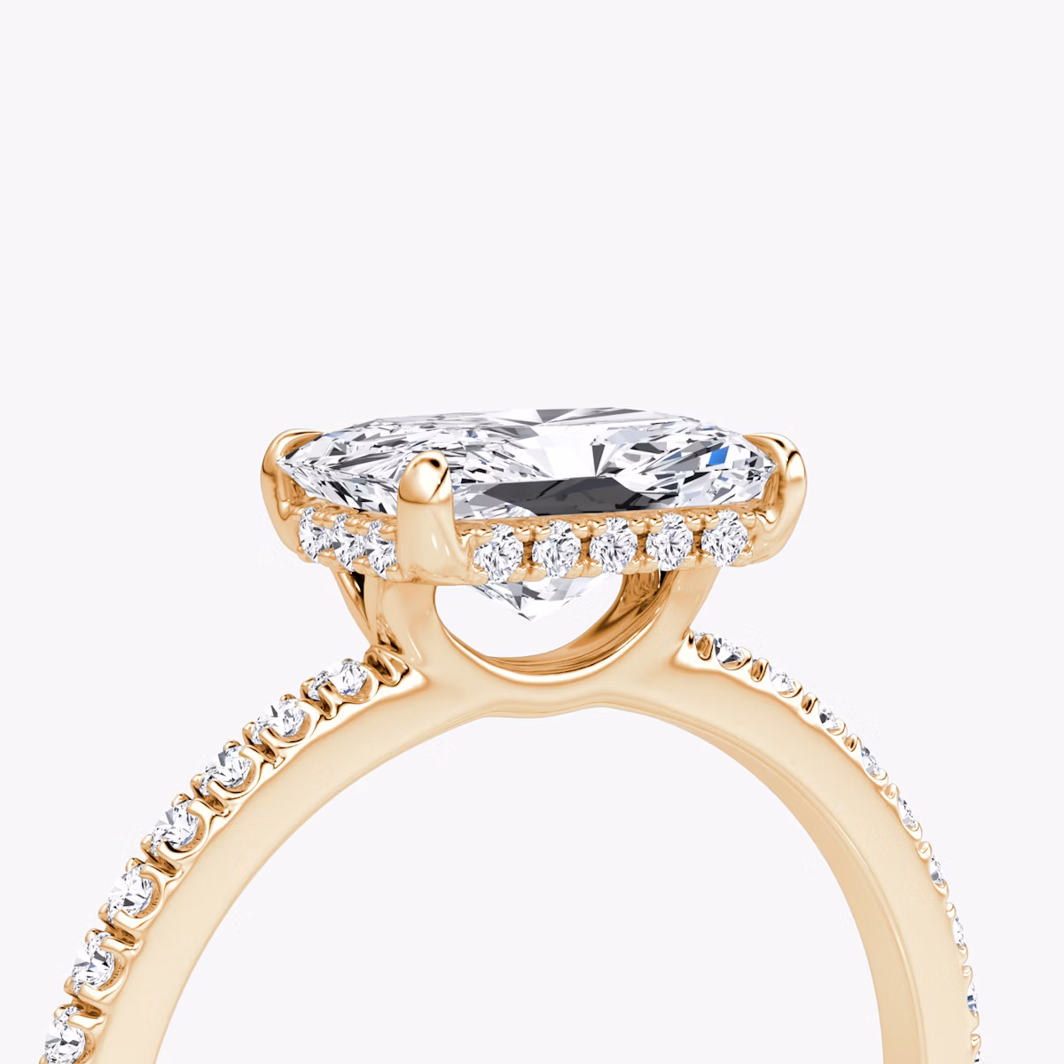 The Signature | Radiant | 14k | Rose Gold | bandAccent: Pavé | bandWidth: standard | diamondOrientation: horizontal | hiddenHalo: yes | caratWeight: other
