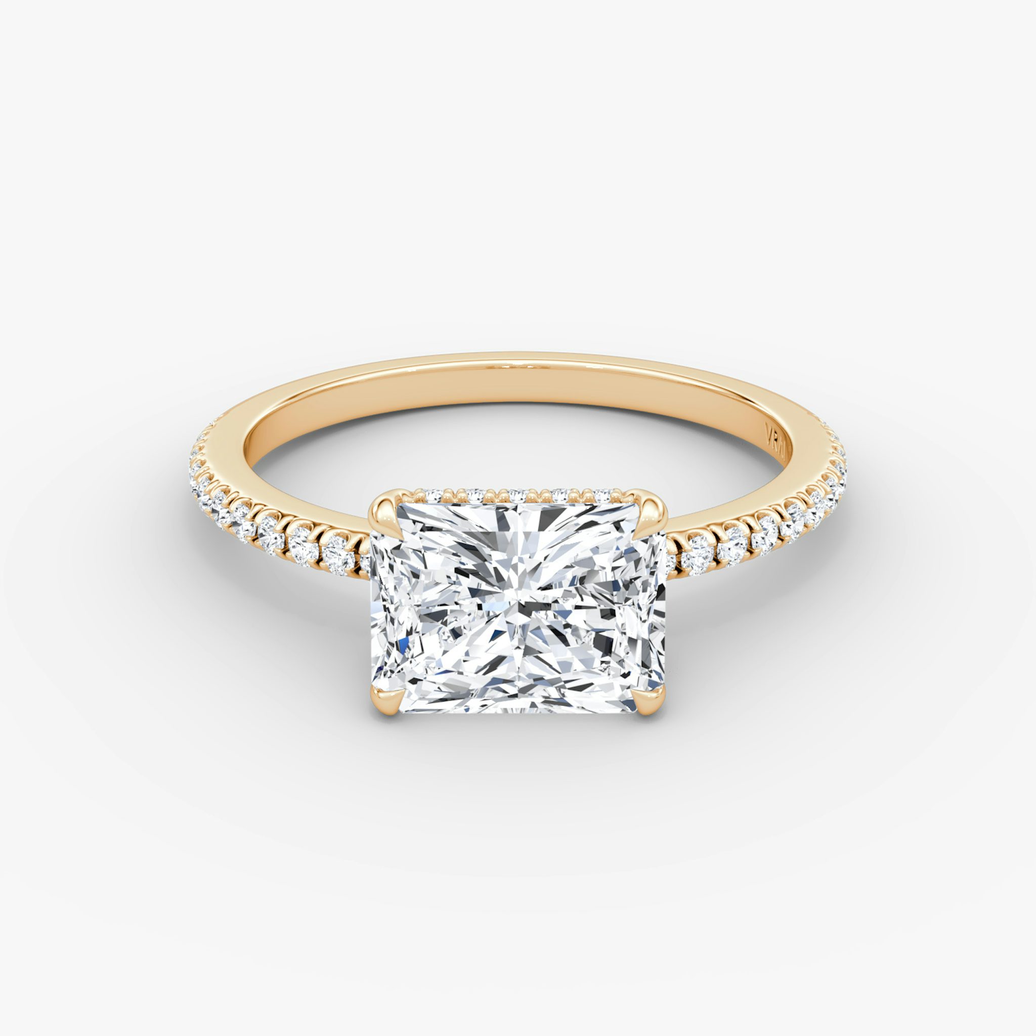 The Signature | Radiant | 14k | Rose Gold | bandAccent: Pavé | bandWidth: standard | diamondOrientation: horizontal | hiddenHalo: yes | caratWeight: other