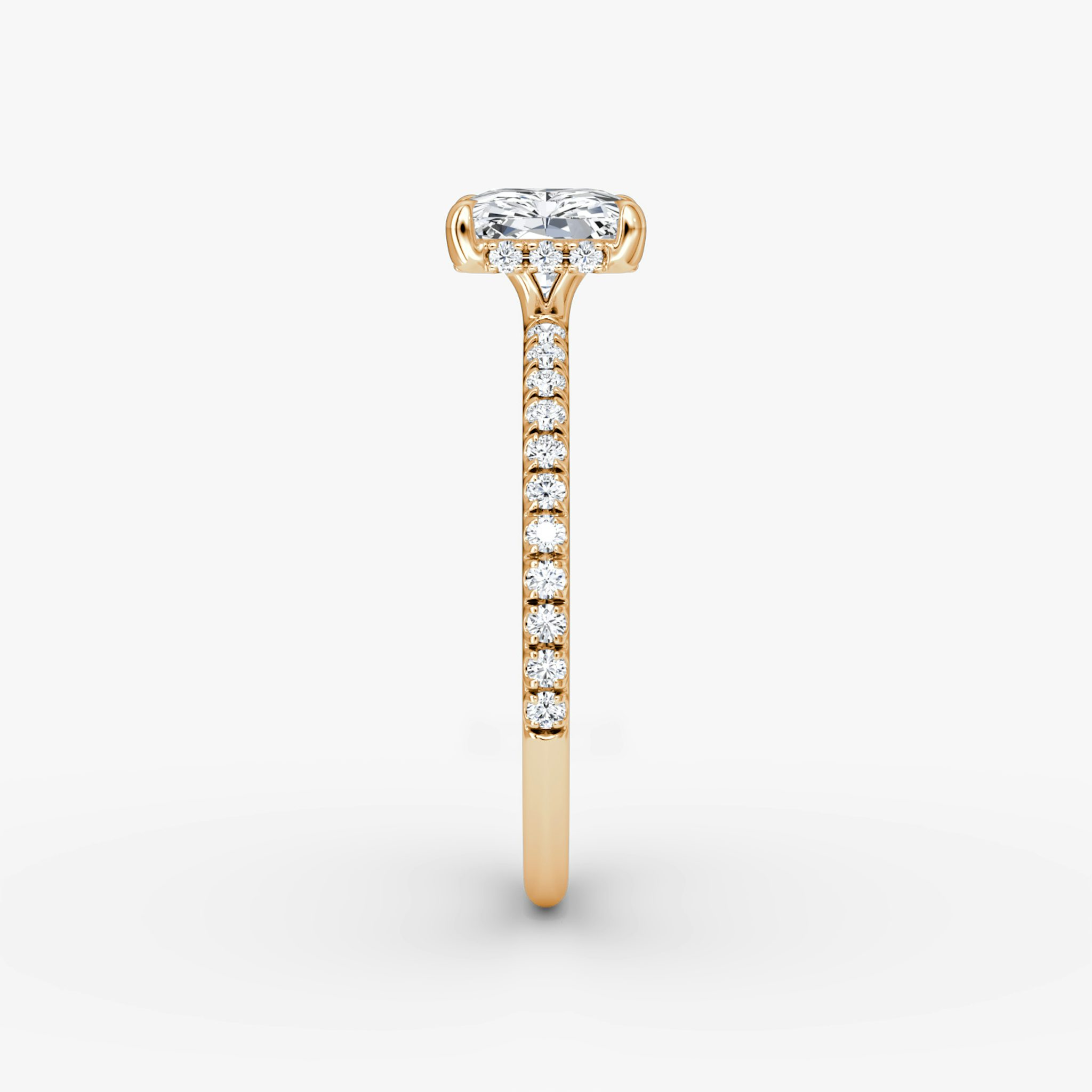 The Signature | Radiant | 14k | Rose Gold | bandAccent: Pavé | bandWidth: standard | diamondOrientation: horizontal | hiddenHalo: yes | caratWeight: other
