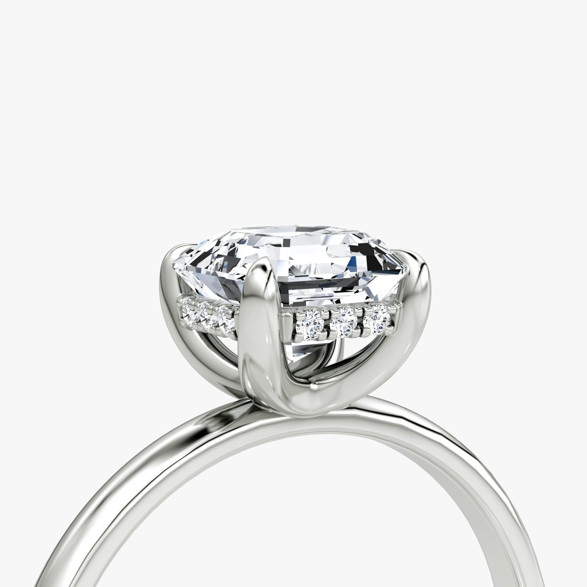 The Classic Hidden Halo | Asscher | 18k | White Gold | bandAccent: Plain | bandWidth: large | prongStyle: Plain | diamondOrientation: vertical | caratWeight: other