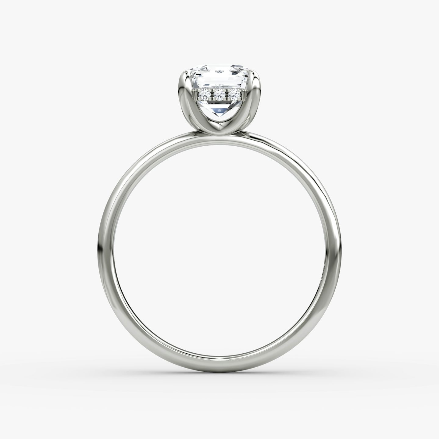 The Classic Hidden Halo | Asscher | 18k | White Gold | bandAccent: Plain | bandWidth: large | prongStyle: Plain | diamondOrientation: vertical | caratWeight: other